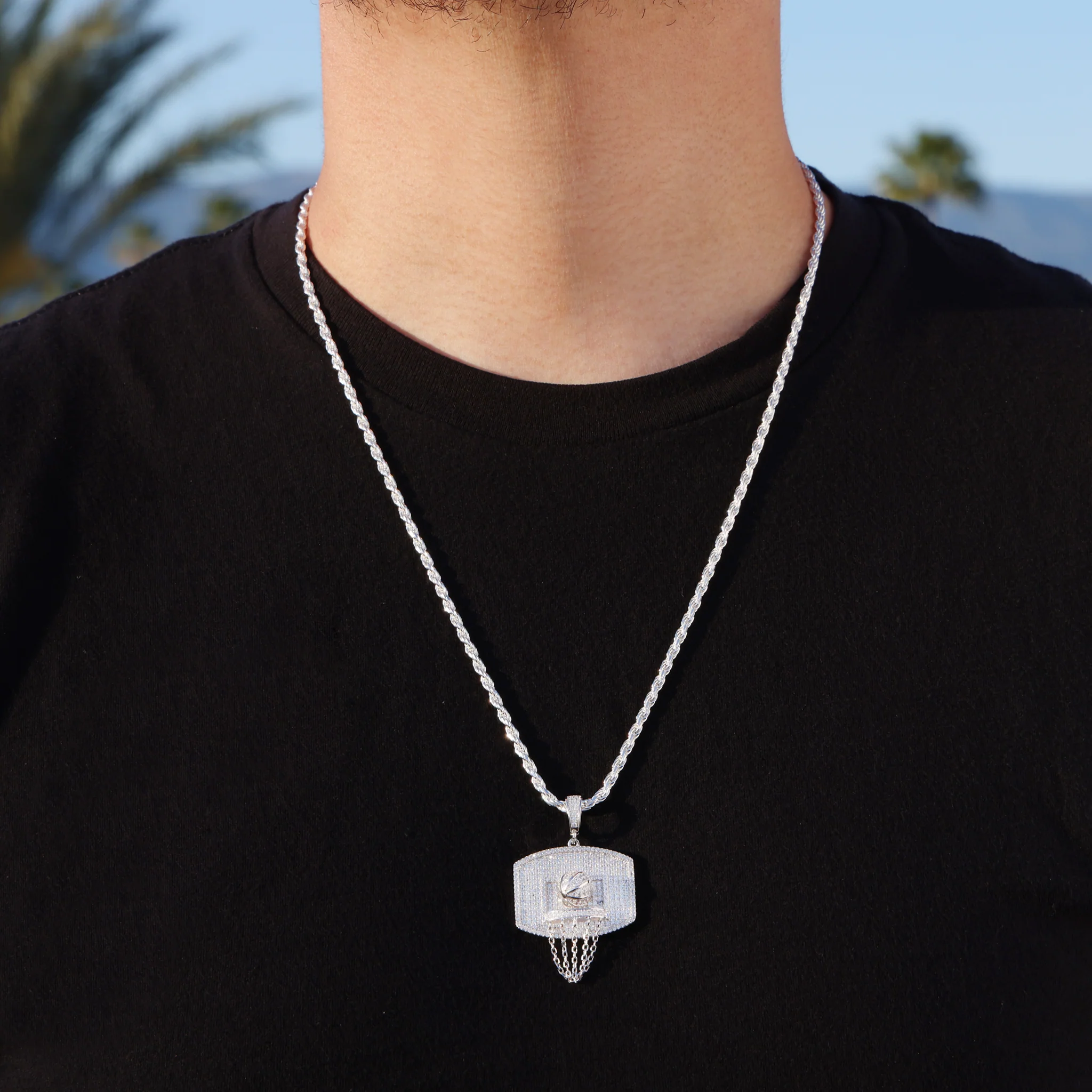 Basketball Hoop Pendant - 925 Silver - Image 2