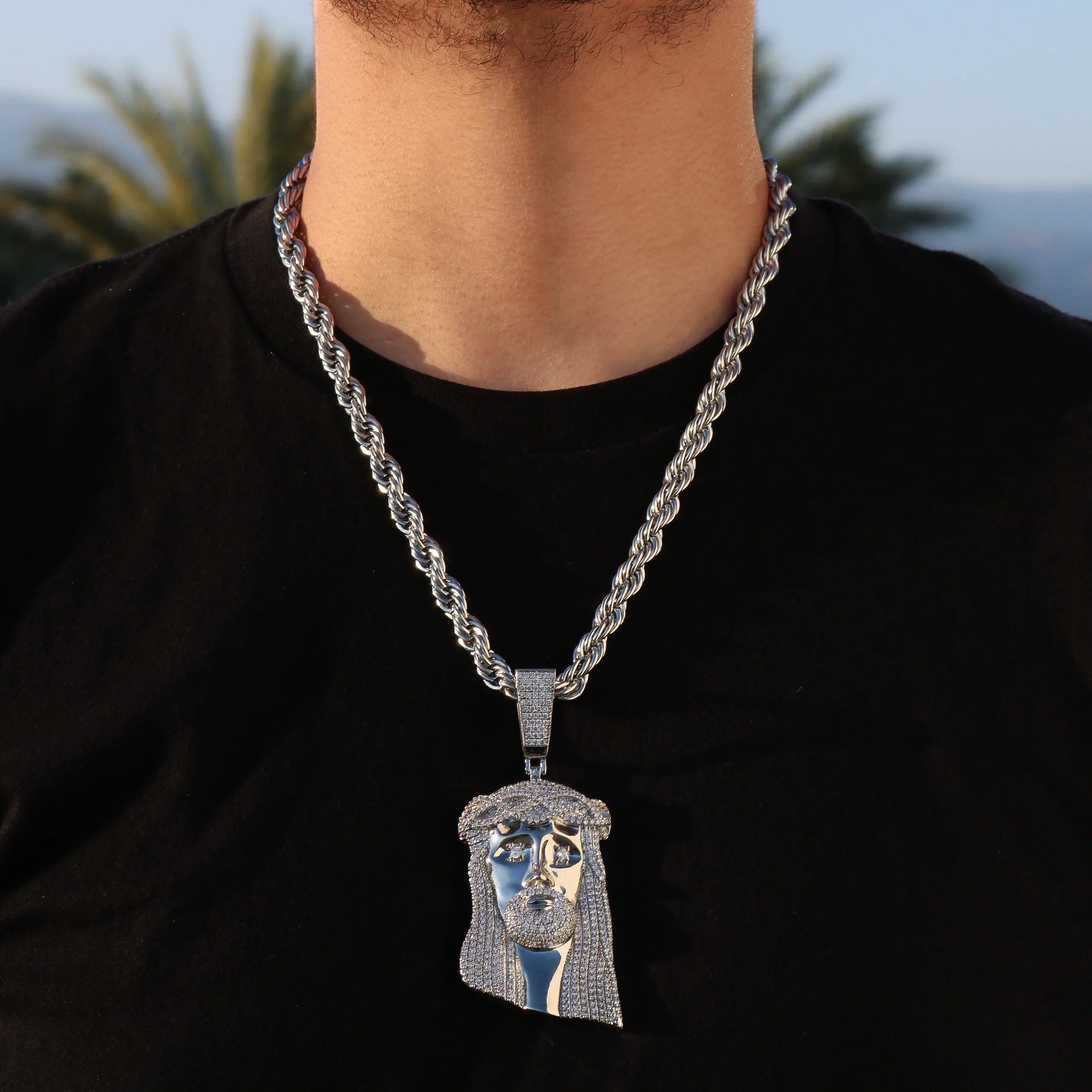 Big Jesus Pendant - White Gold - Image 2