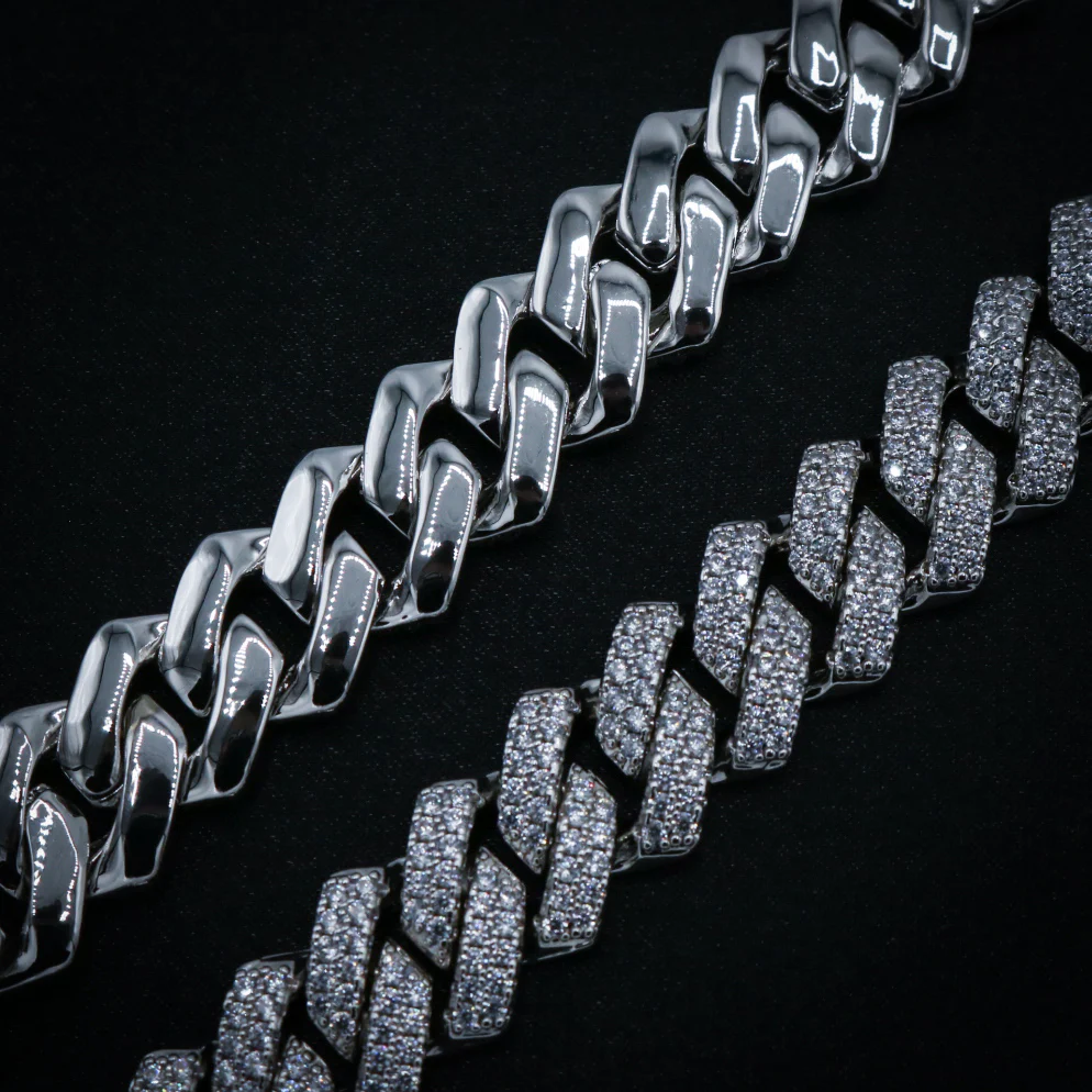 13mm Diamond Prong link Cuban Necklace - White Gold - Image 8