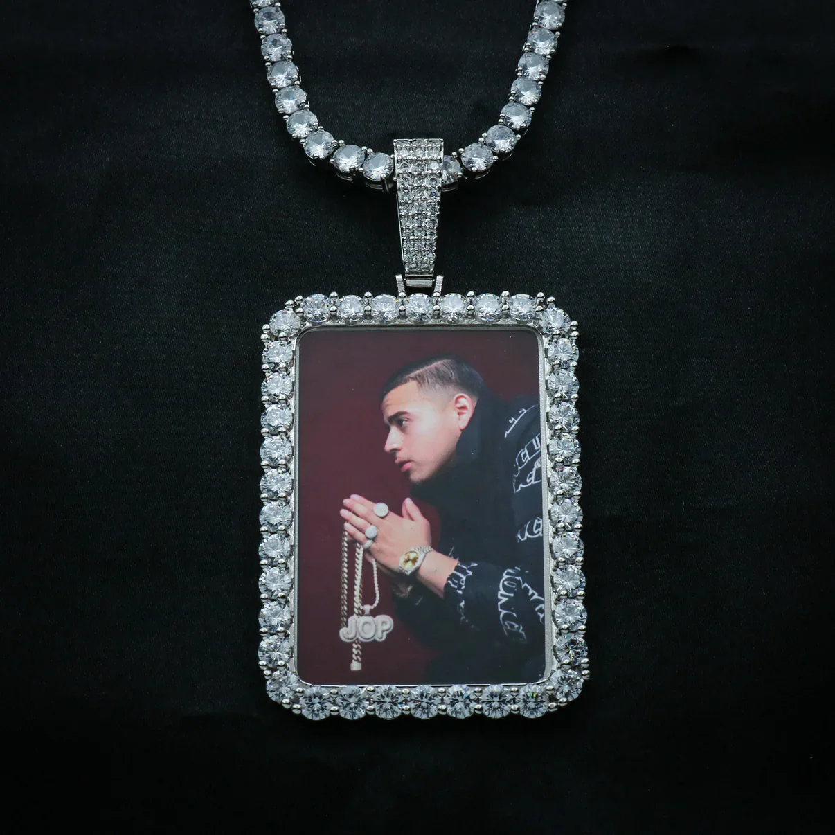 Custom Rectangle Photo Pendant - 925 Silver - Image 2