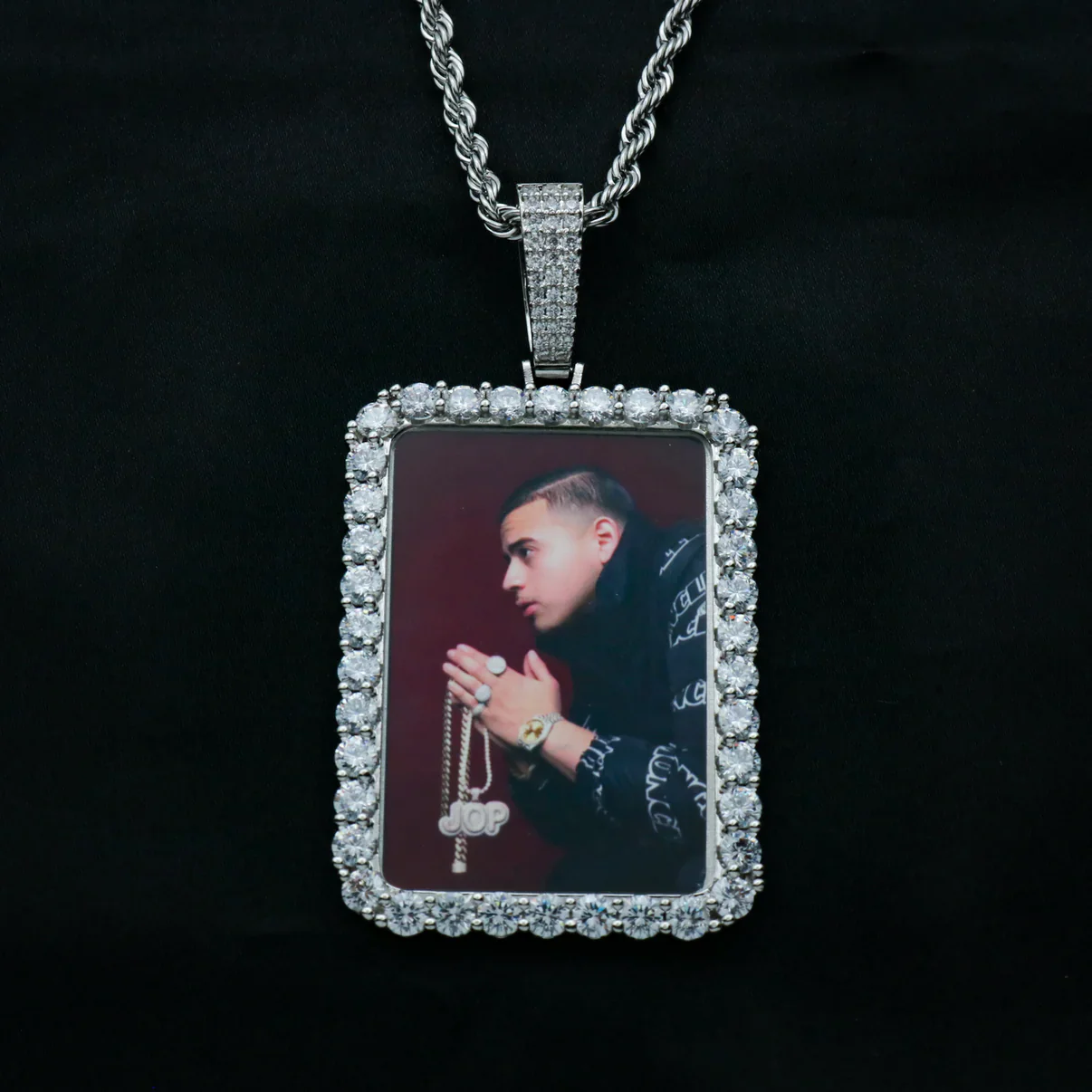 Custom Rectangle Photo Pendant - 925 Silver - Image 3