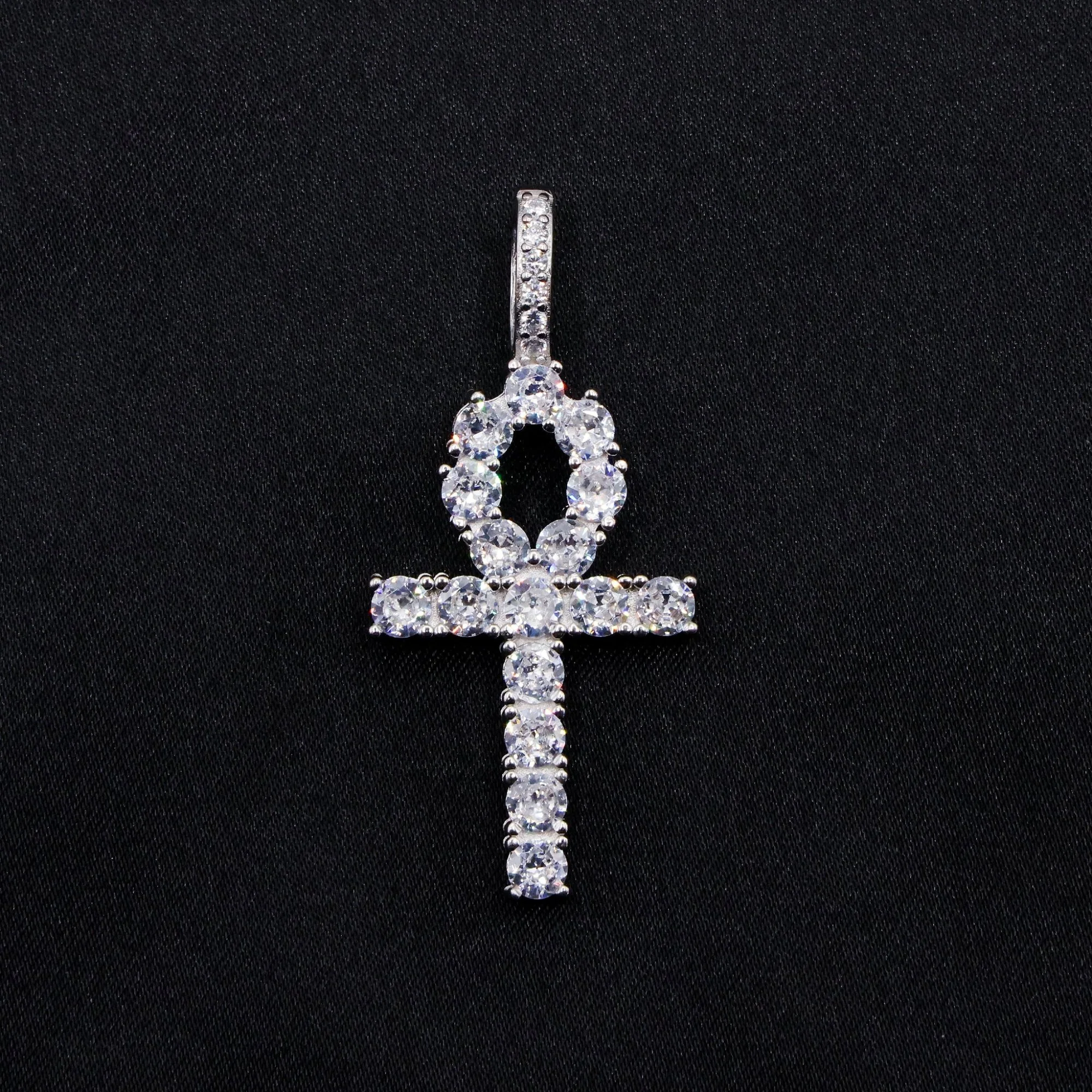 Diamond Ankh Cross Pendant - 925 Silver - Image 2