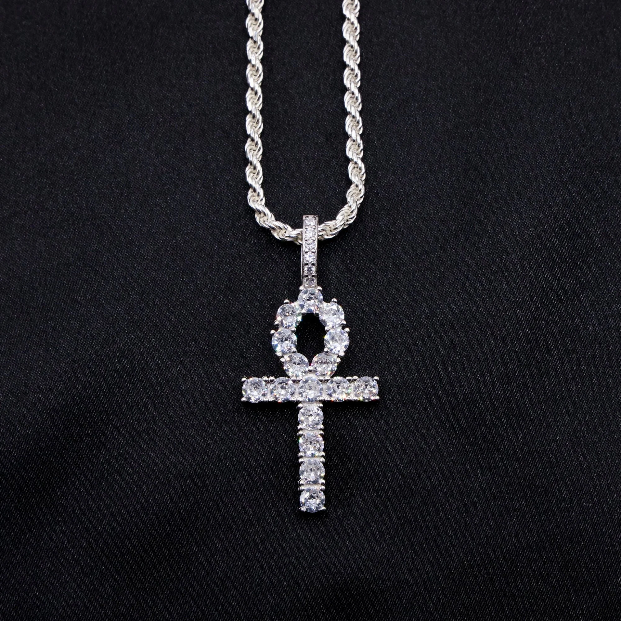 Diamond Ankh Cross Pendant - 925 Silver - Image 3