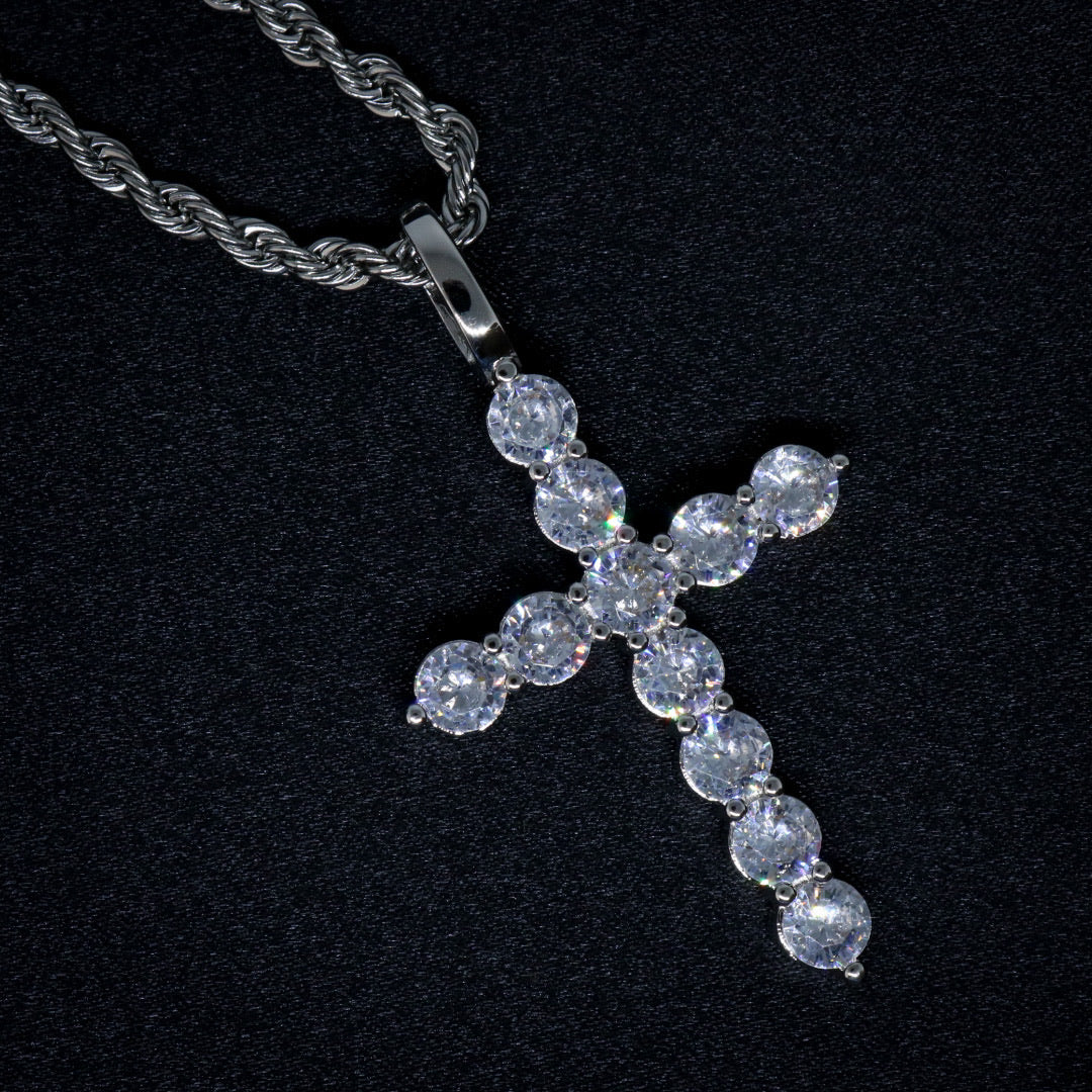 Diamond Cross Pendant - White Gold - Image 2