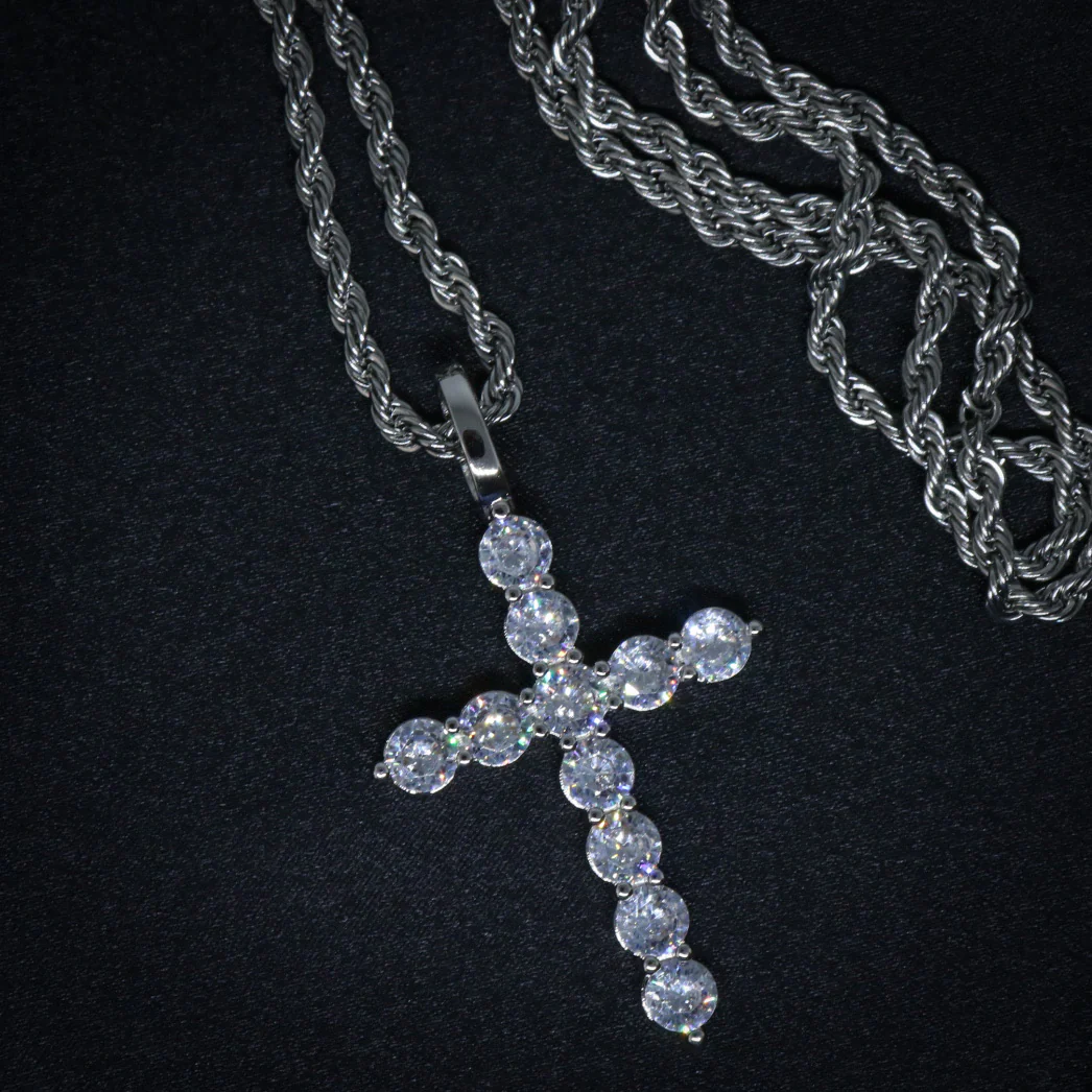 Diamond Cross Pendant - White Gold - Image 3
