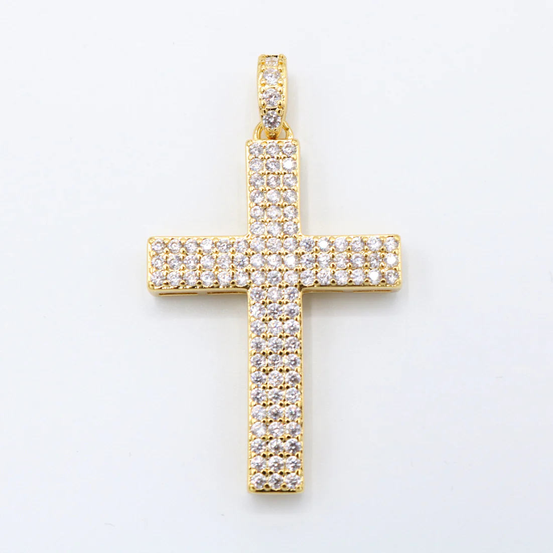 Pave Set Diamond Cross Pendant - Gold