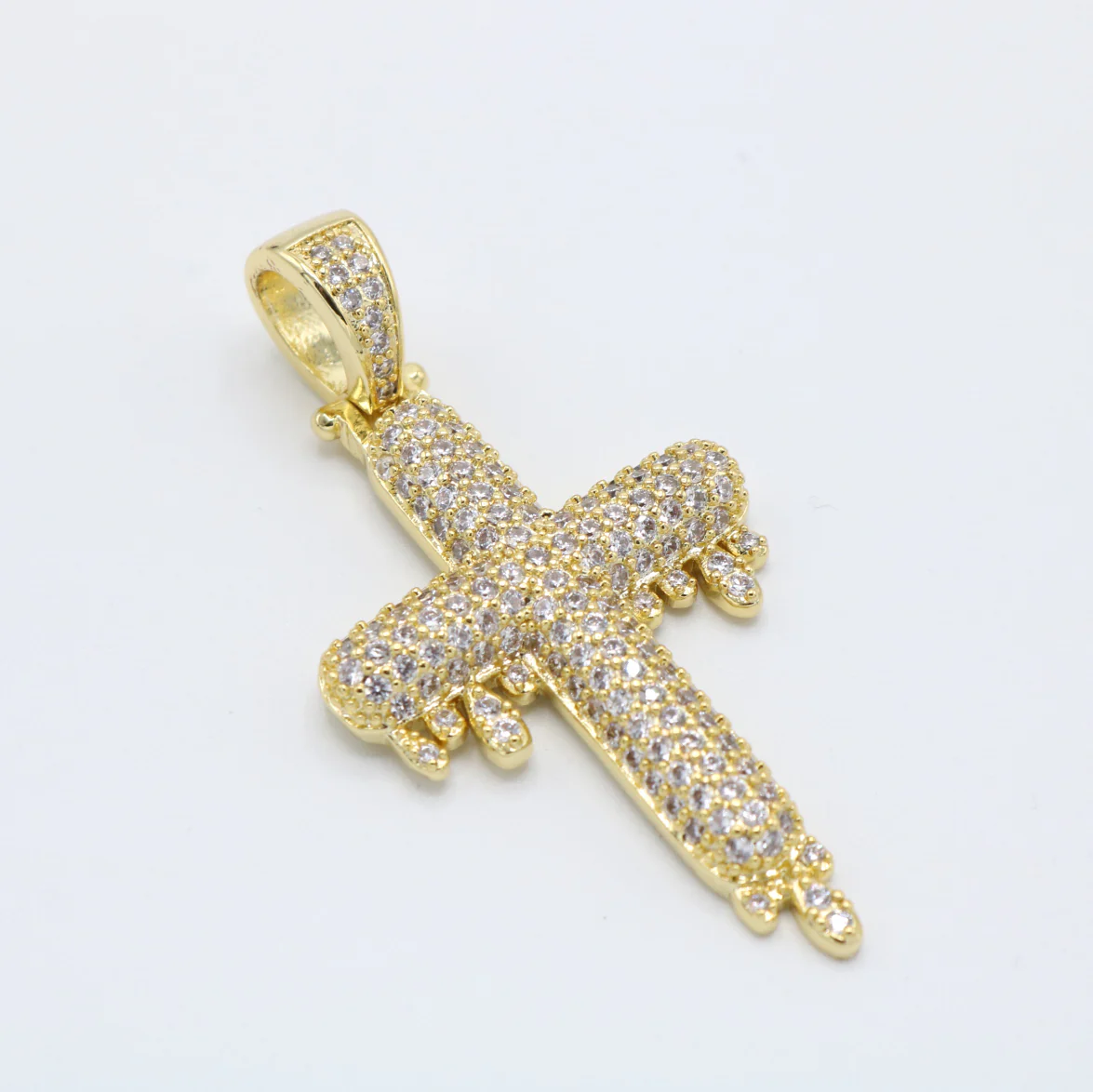 Drip Cross Pendant - Gold - Image 3