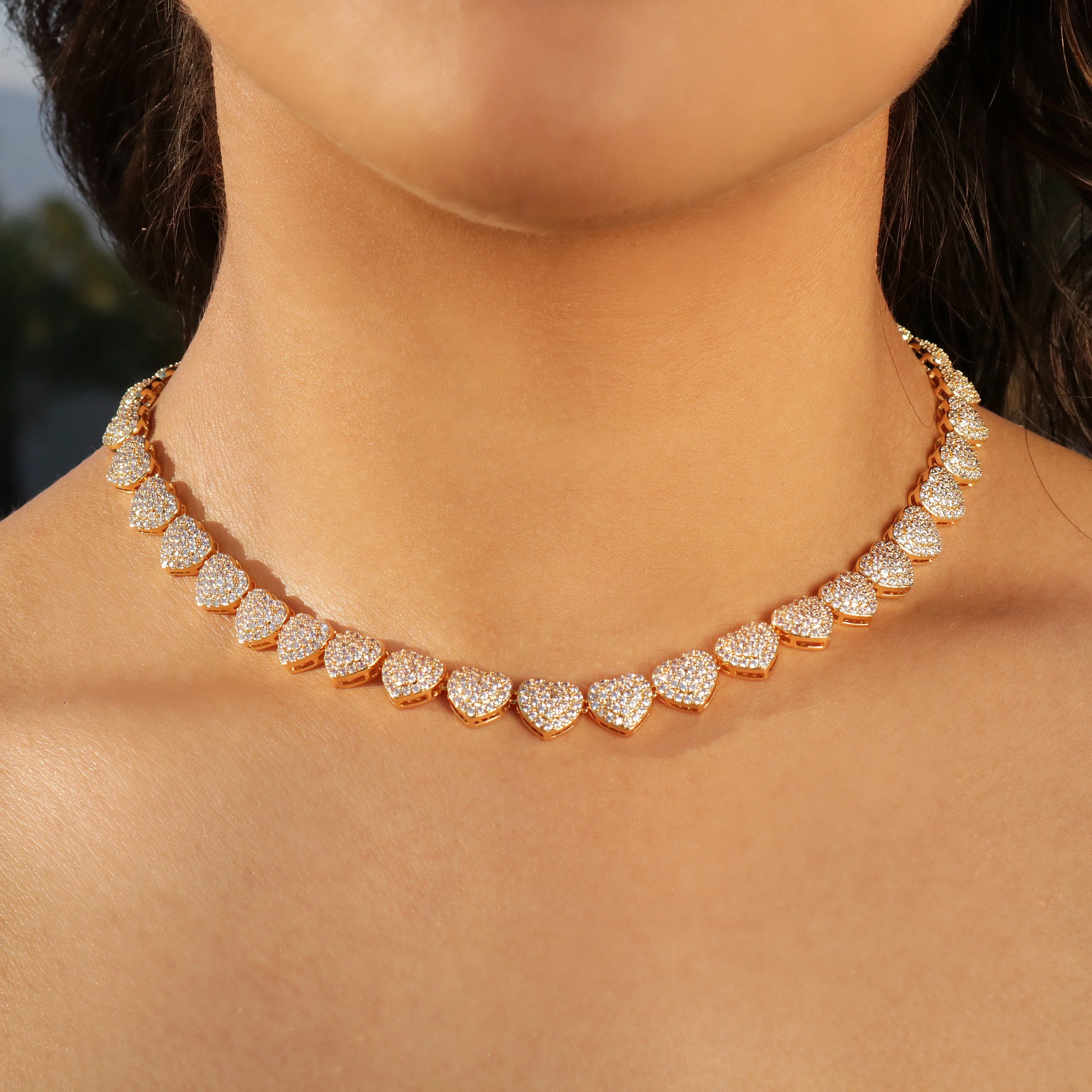 Fully Iced Out Heart Necklace - Gold - Image 4
