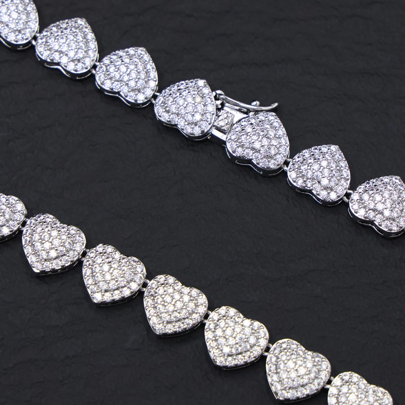 Fully Iced Out Heart Necklace - White Gold - Image 4