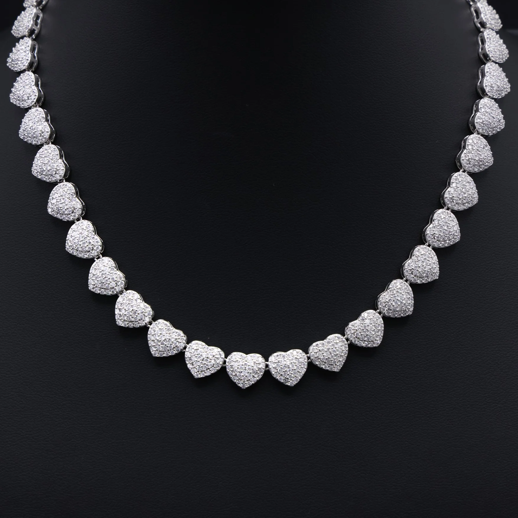 Fully Iced Out Heart Necklace - White Gold - Image 5