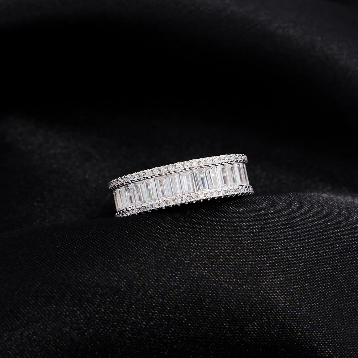 Iced Baguette Eternity Band Ring - 925 Silver - Image 2