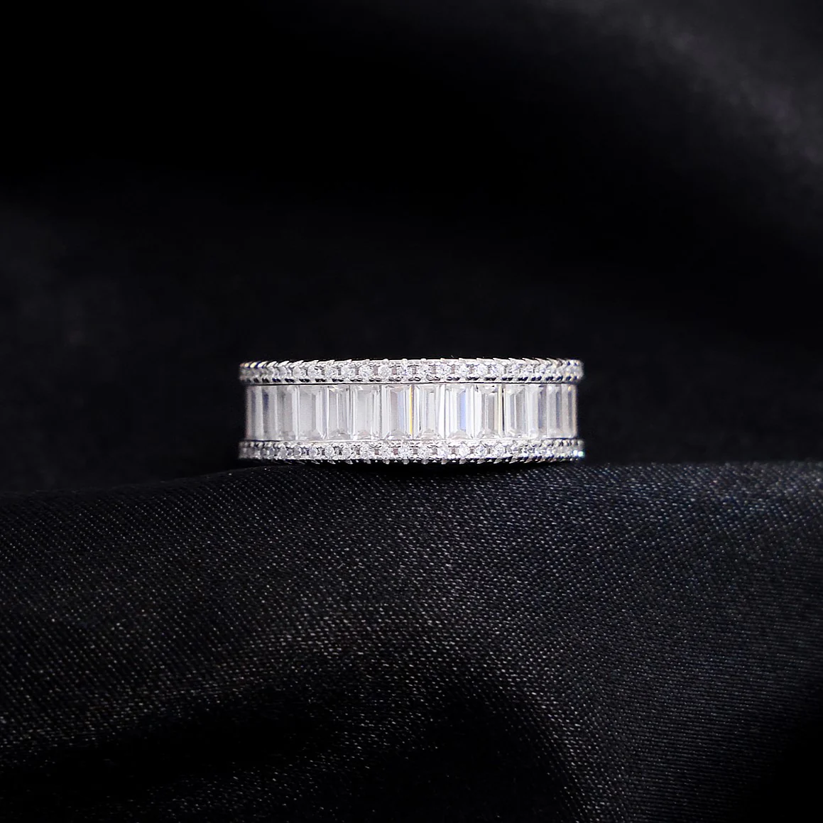 Iced Baguette Eternity Band Ring - 925 Silver - Image 3