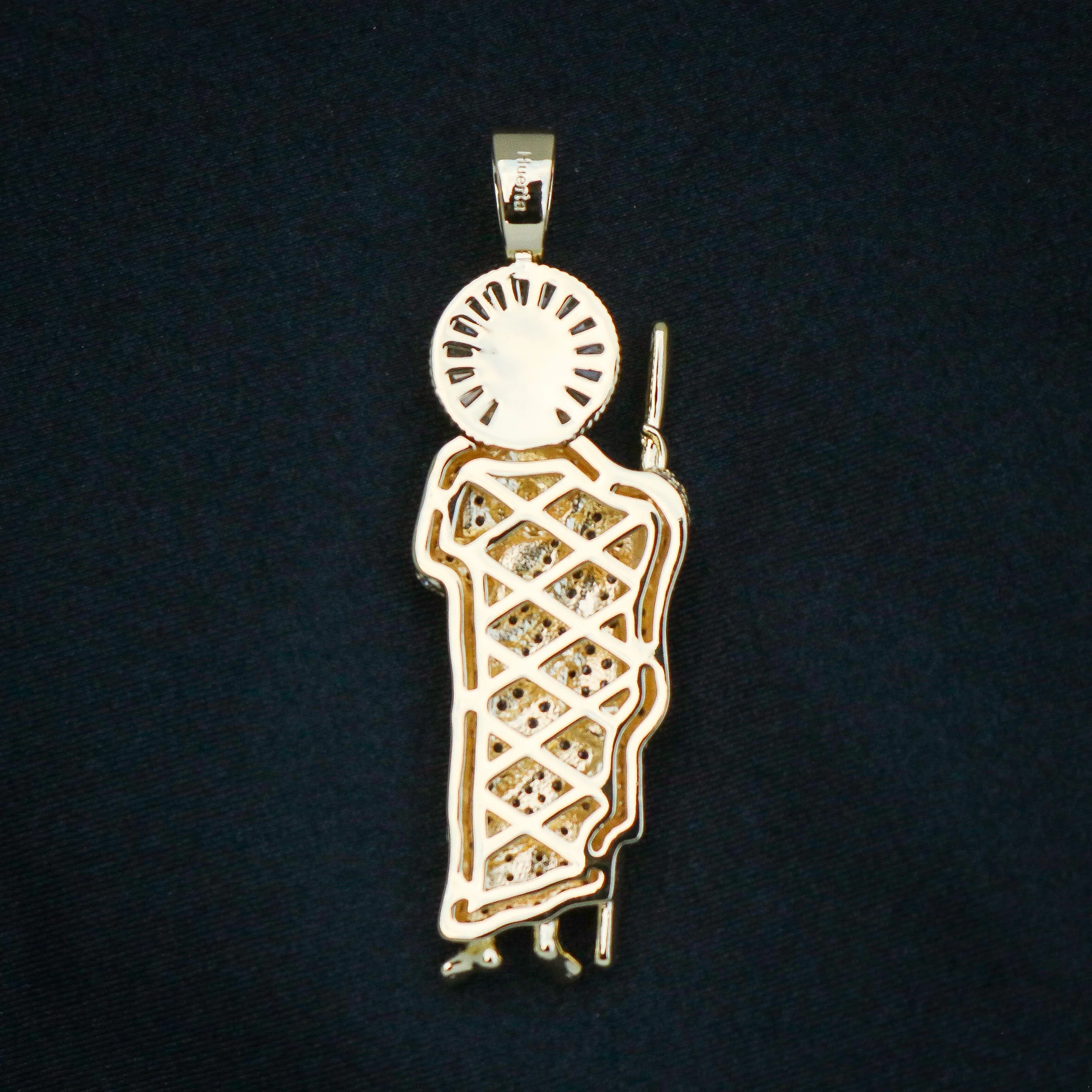 Iced Baguette San Judas Pendant - Gold - Image 5