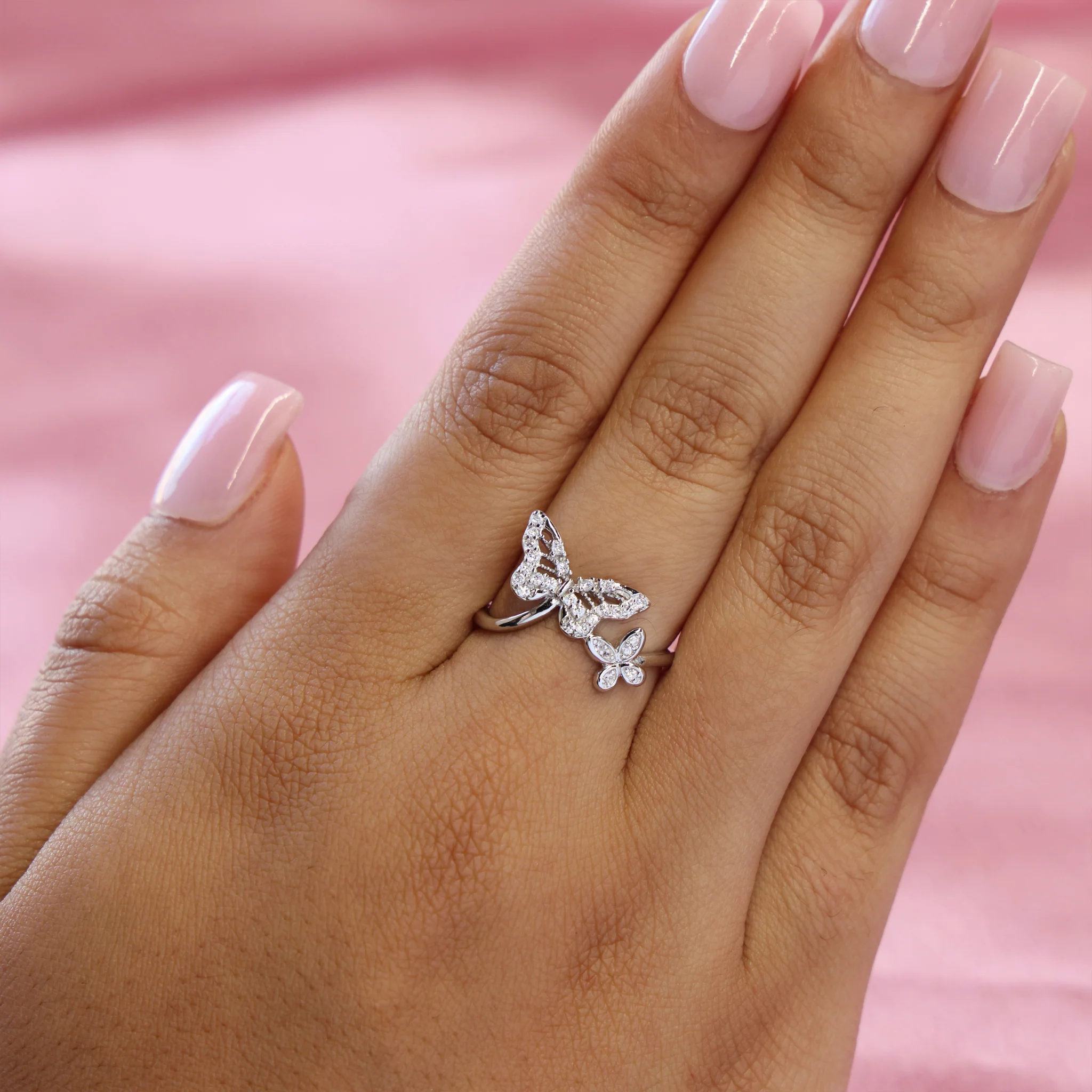 Iced Butterfly Ring - 925 Silver - Image 3