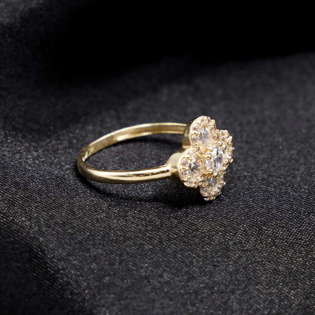 Iced Clover Ring - 14k Gold - Image 2