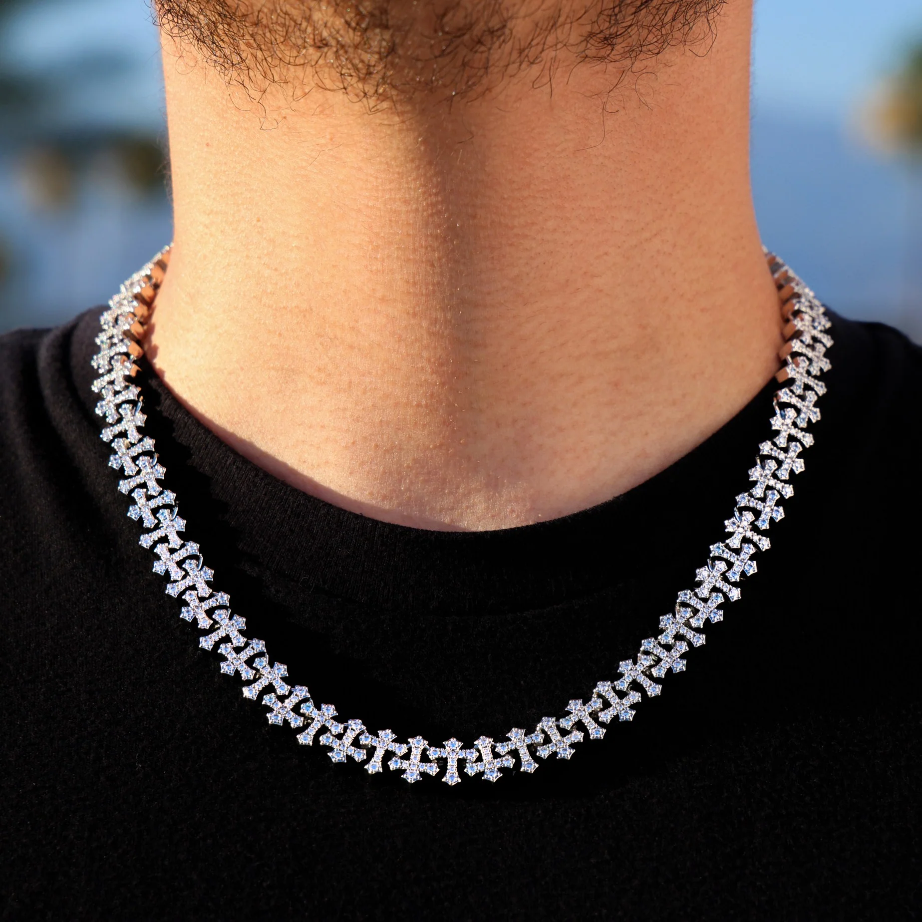 Iced Cross Chain - White Gold - Image 2