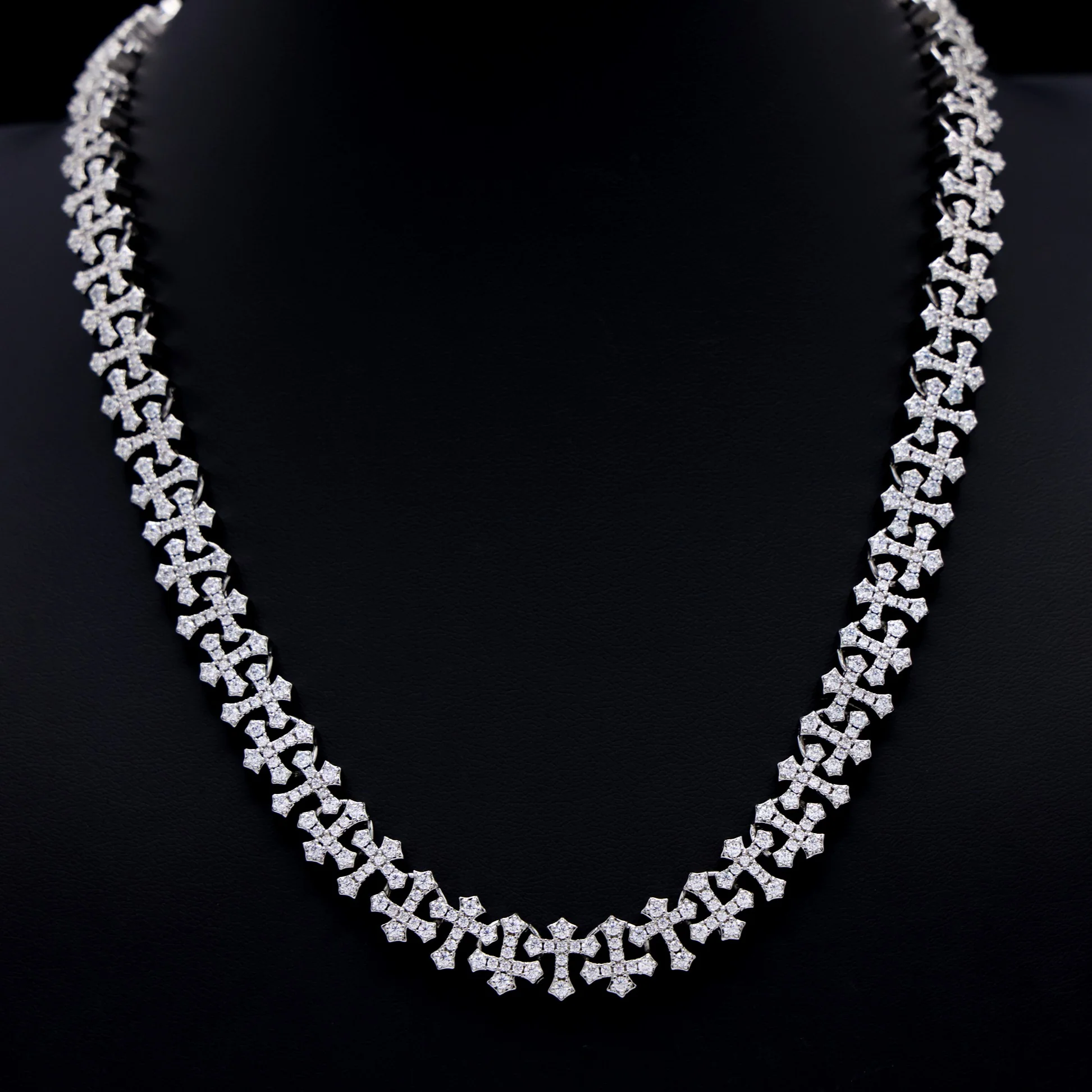 Iced Cross Chain - White Gold - Image 3