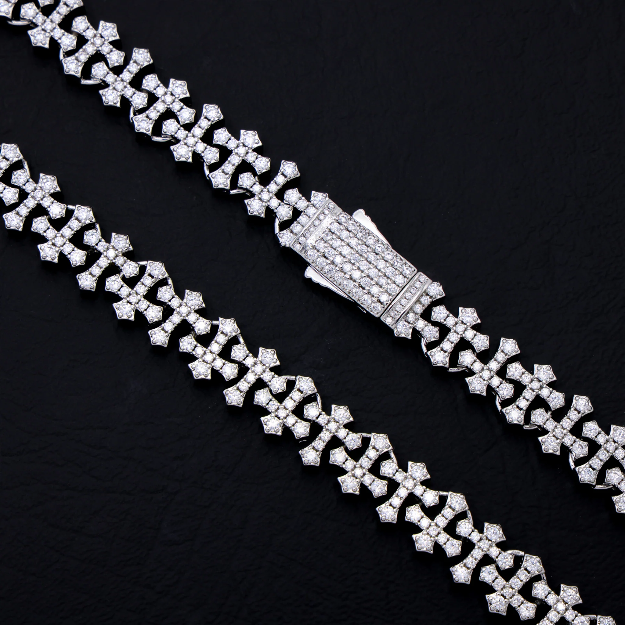 Iced Cross Chain - White Gold - Image 4