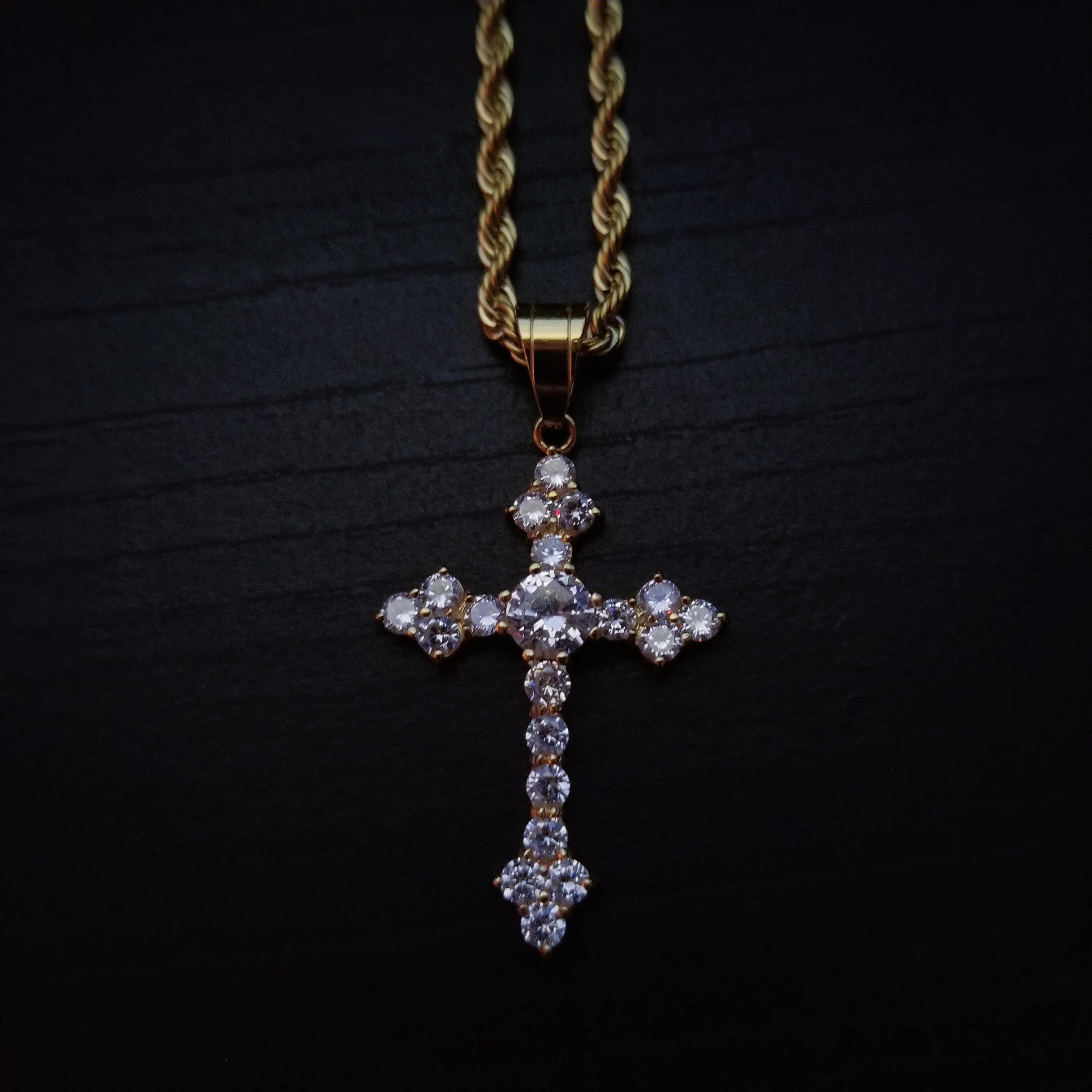 Iced Celtic Cross Pendant - Gold - Image 2