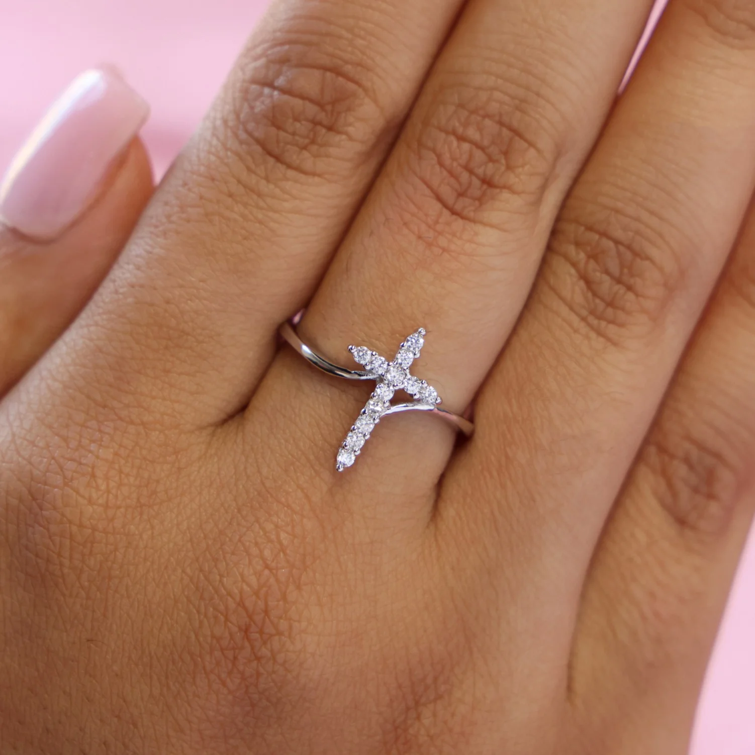 Iced Cross Ring - 925 Silver - Image 3