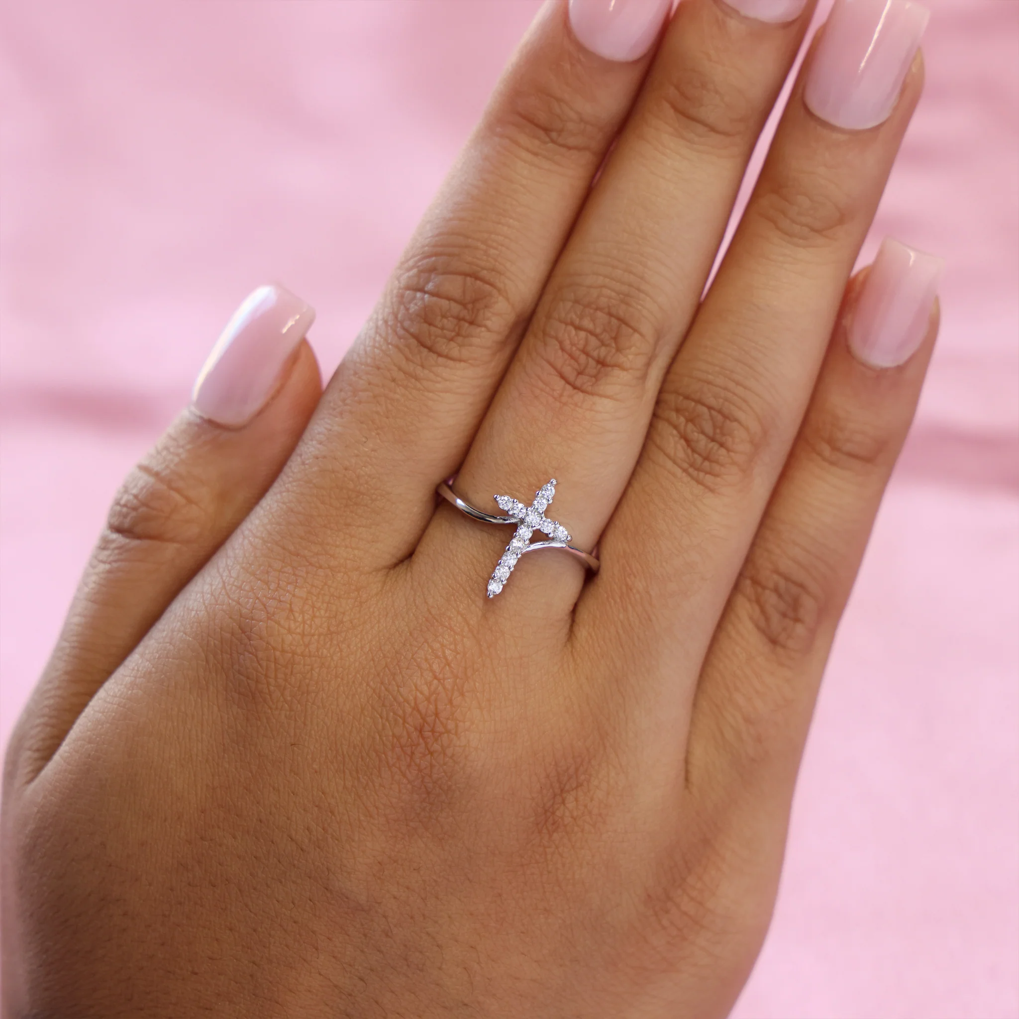 Iced Cross Ring - 925 Silver - Image 4