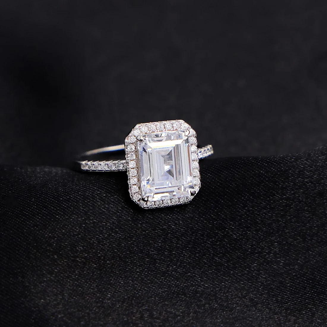 Iced Emerald Cut Ring - 925 Silver - Image 2