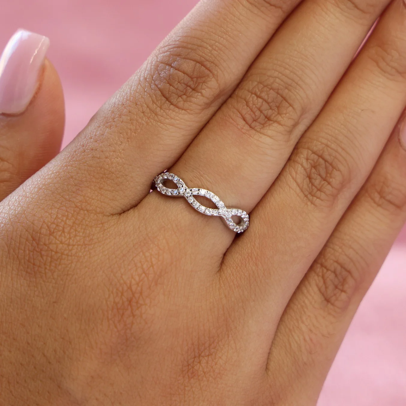 Iced Infinity CZ Diamond Ring - 925 Silver