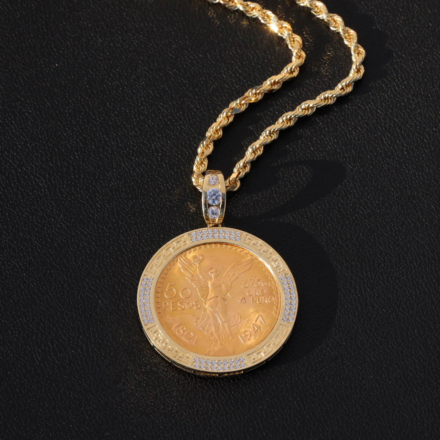 Iced Out Aztec Bezel Centenario - Original 22k Gold - Image 4