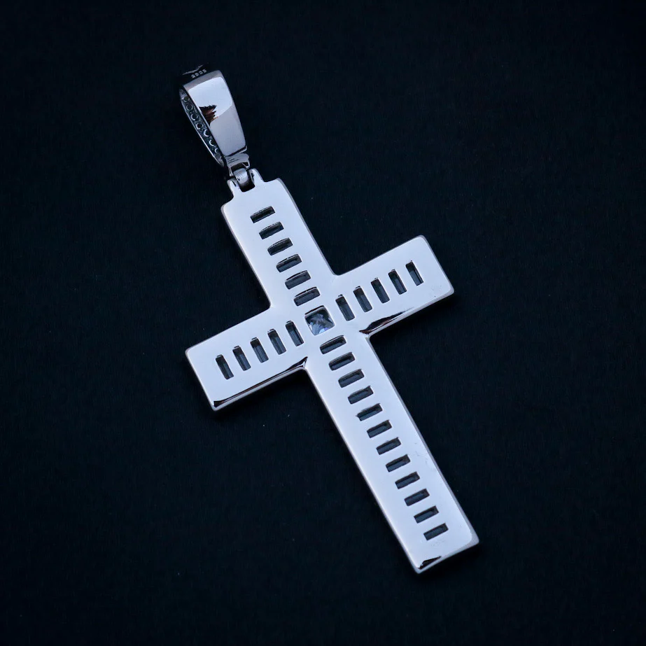 Iced Out Baguette Cross Pendant - 925 Silver - Image 5