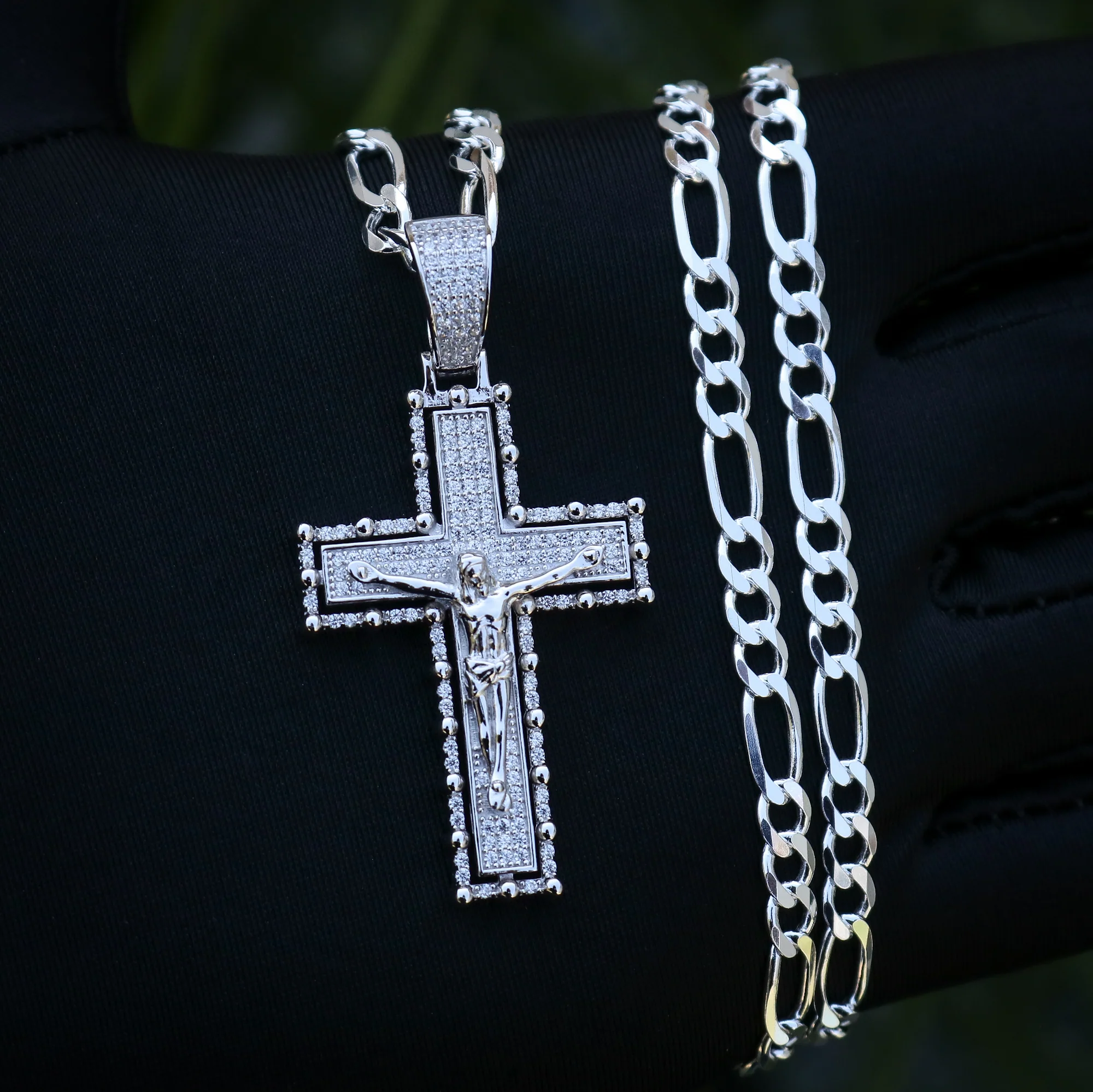 Iced Out Crucifix Pendant - 925 Silver - Image 4