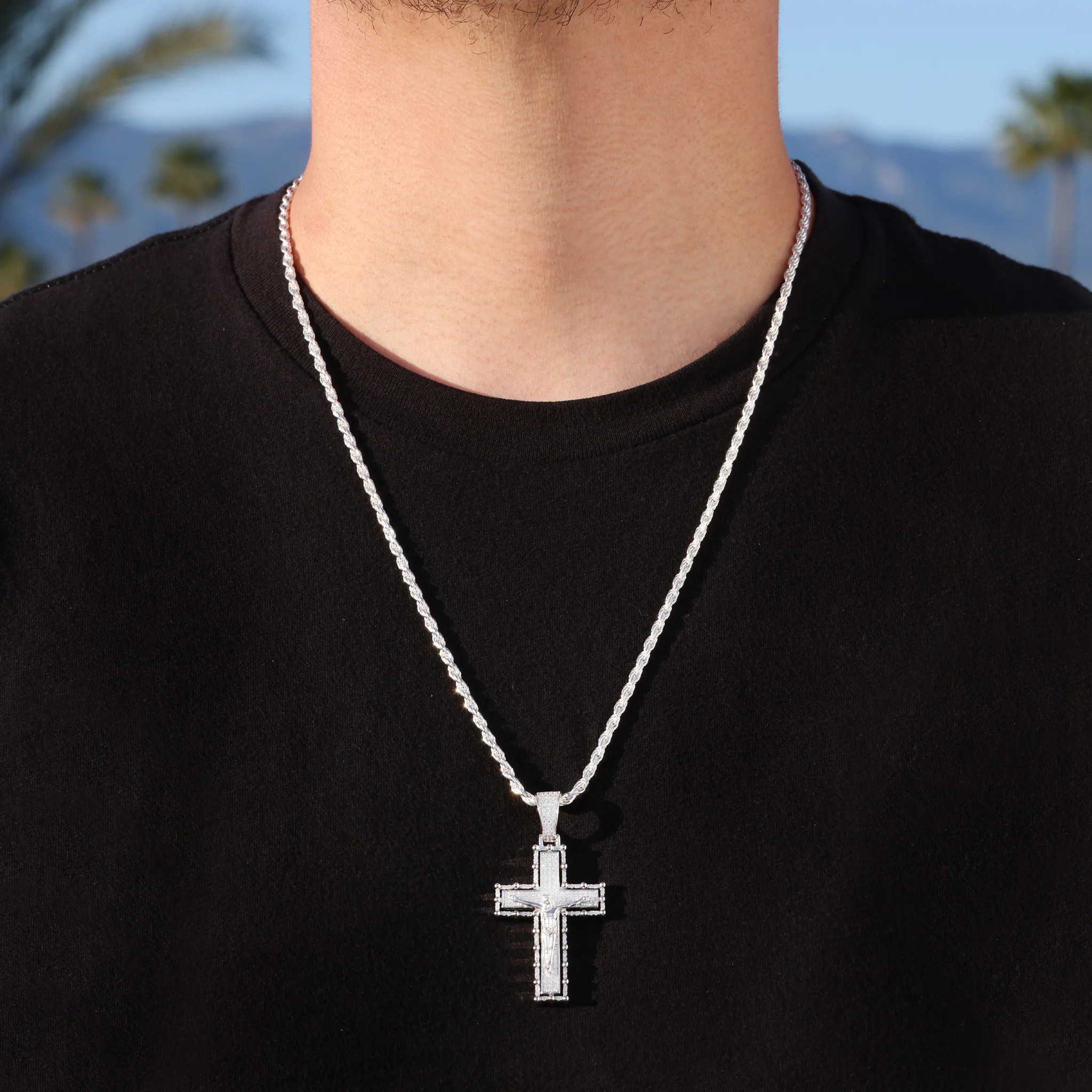 Iced Out Crucifix Pendant - 925 Silver - Image 5