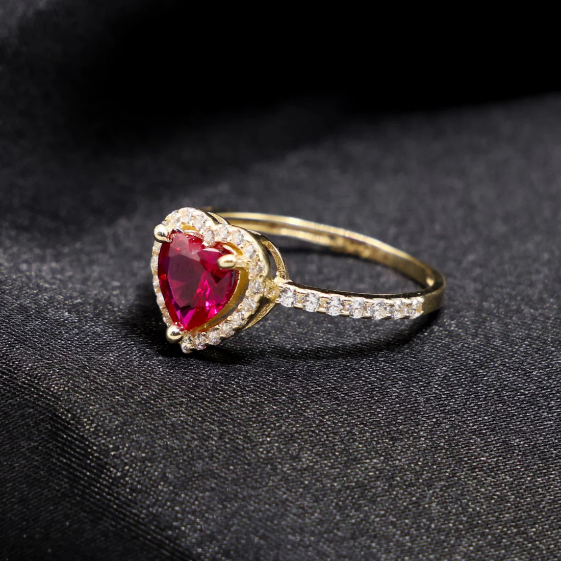 Iced Red Heart Ring - 14k Gold - Image 2