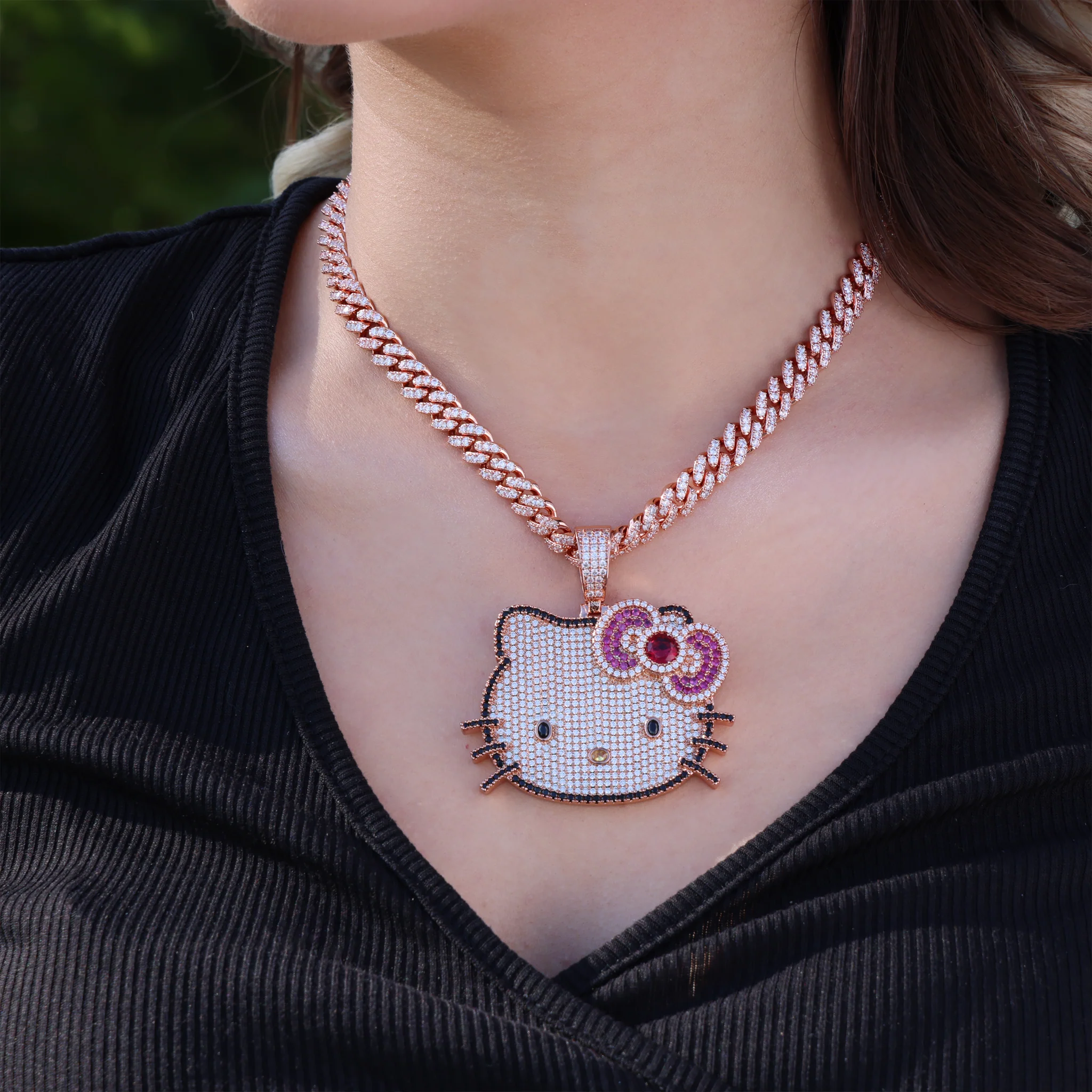 Icy Kitty Pendant - Rose Gold - Image 2