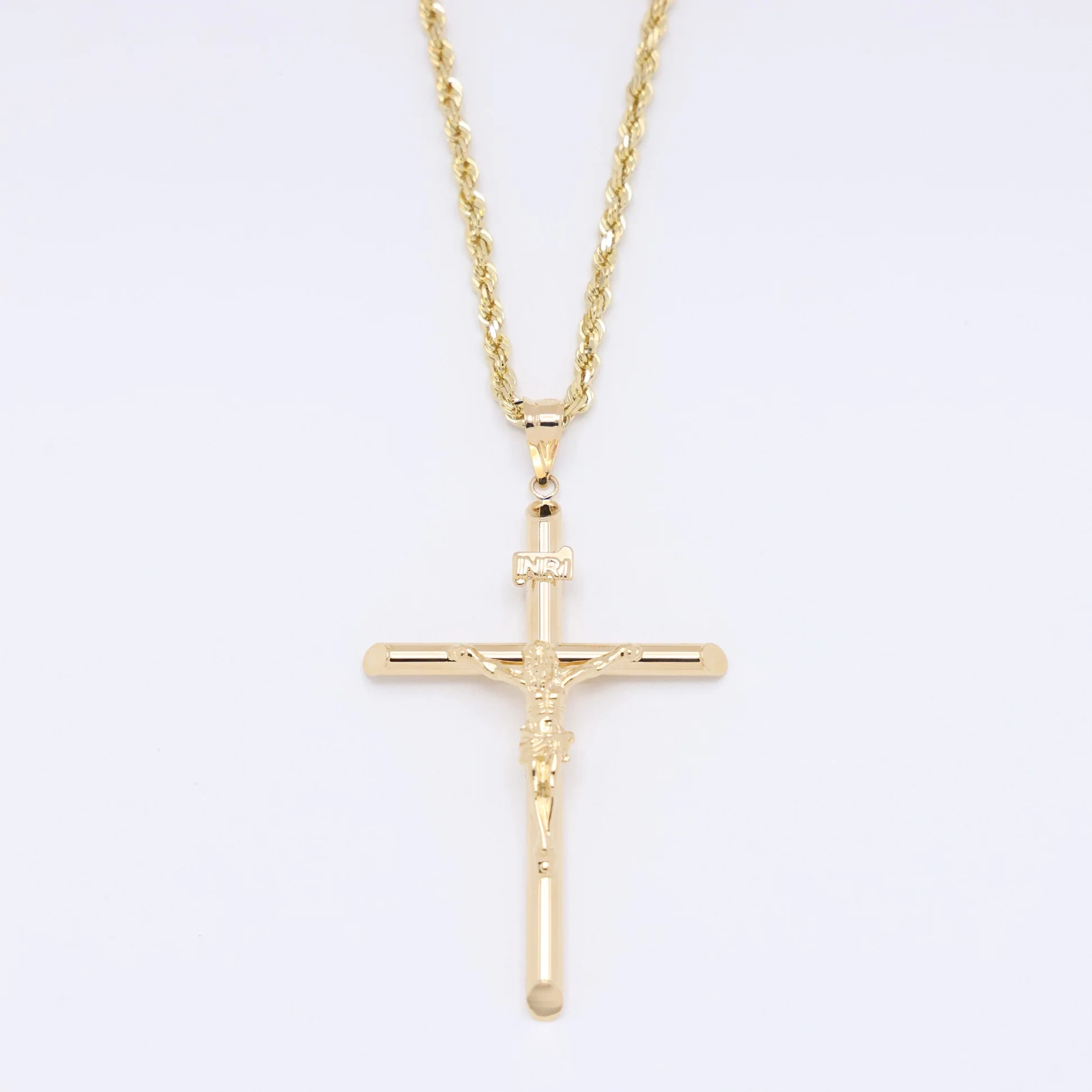 Large Crucifix Pendant - 14k Gold - Image 2