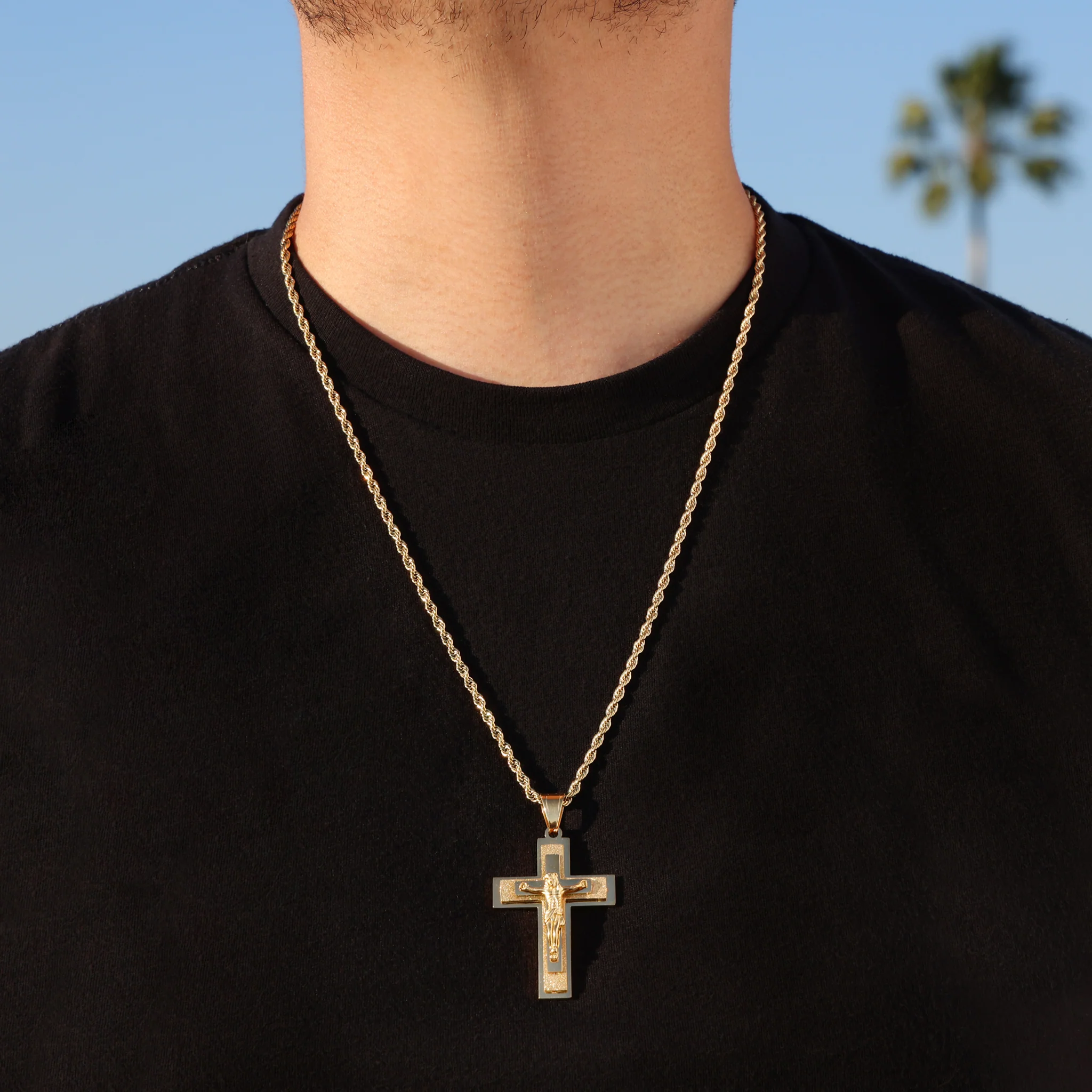 Multi Layer Jesus Crucifix Pendant - Gold - Image 2
