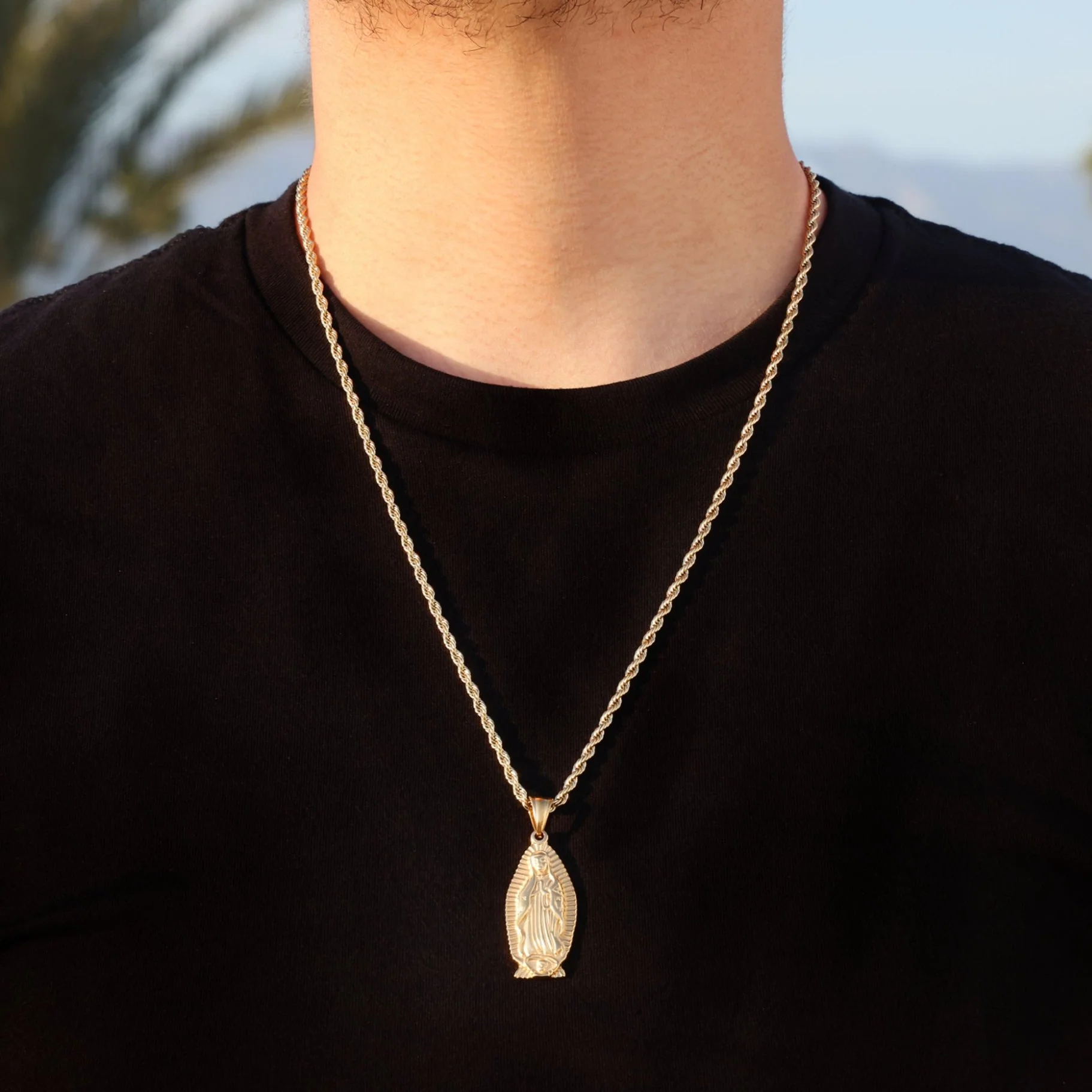 Lady of Guadalupe Pendant - Gold - Image 2
