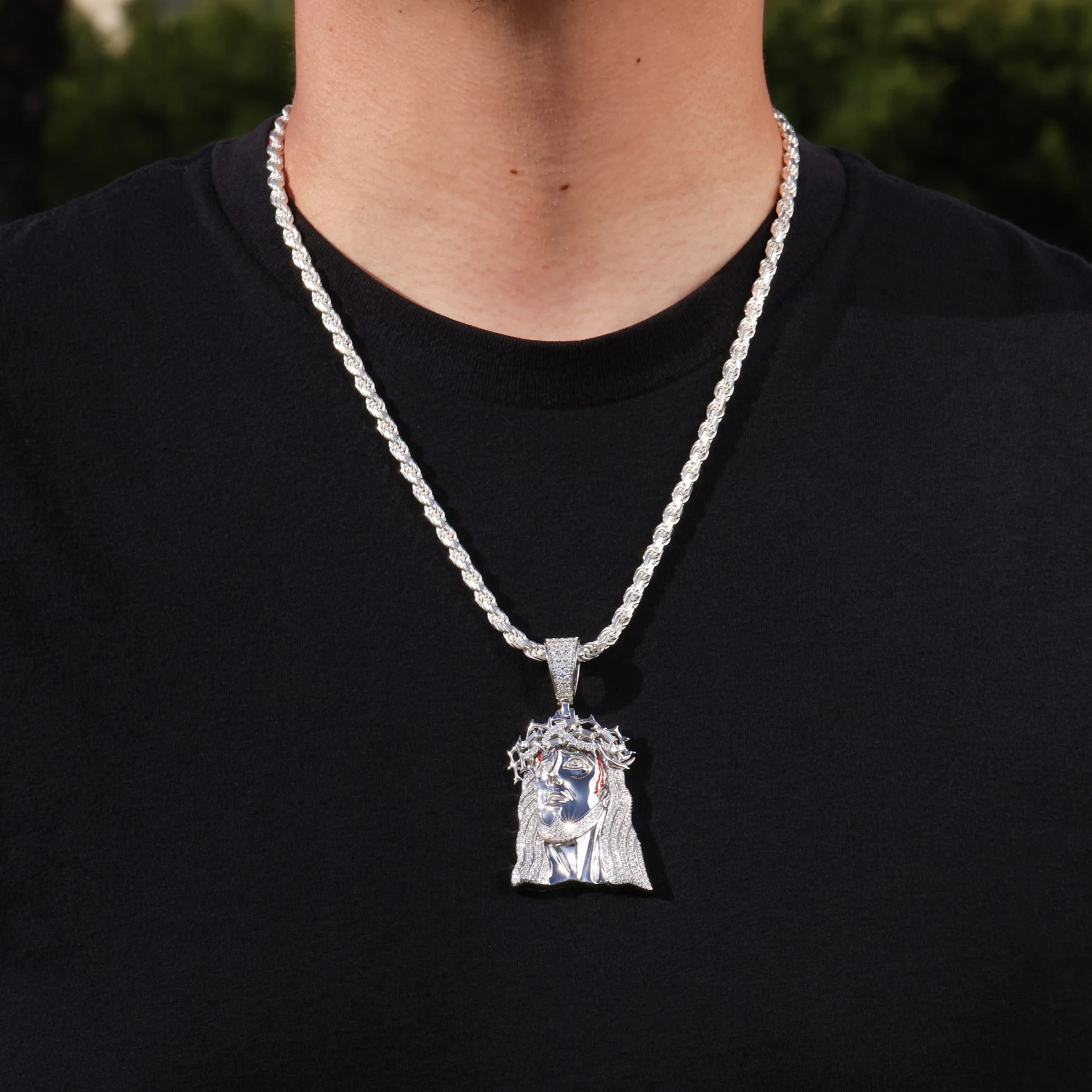 Moissanite Iced out Jesus Crown Pendant - 925 Silver - Image 3