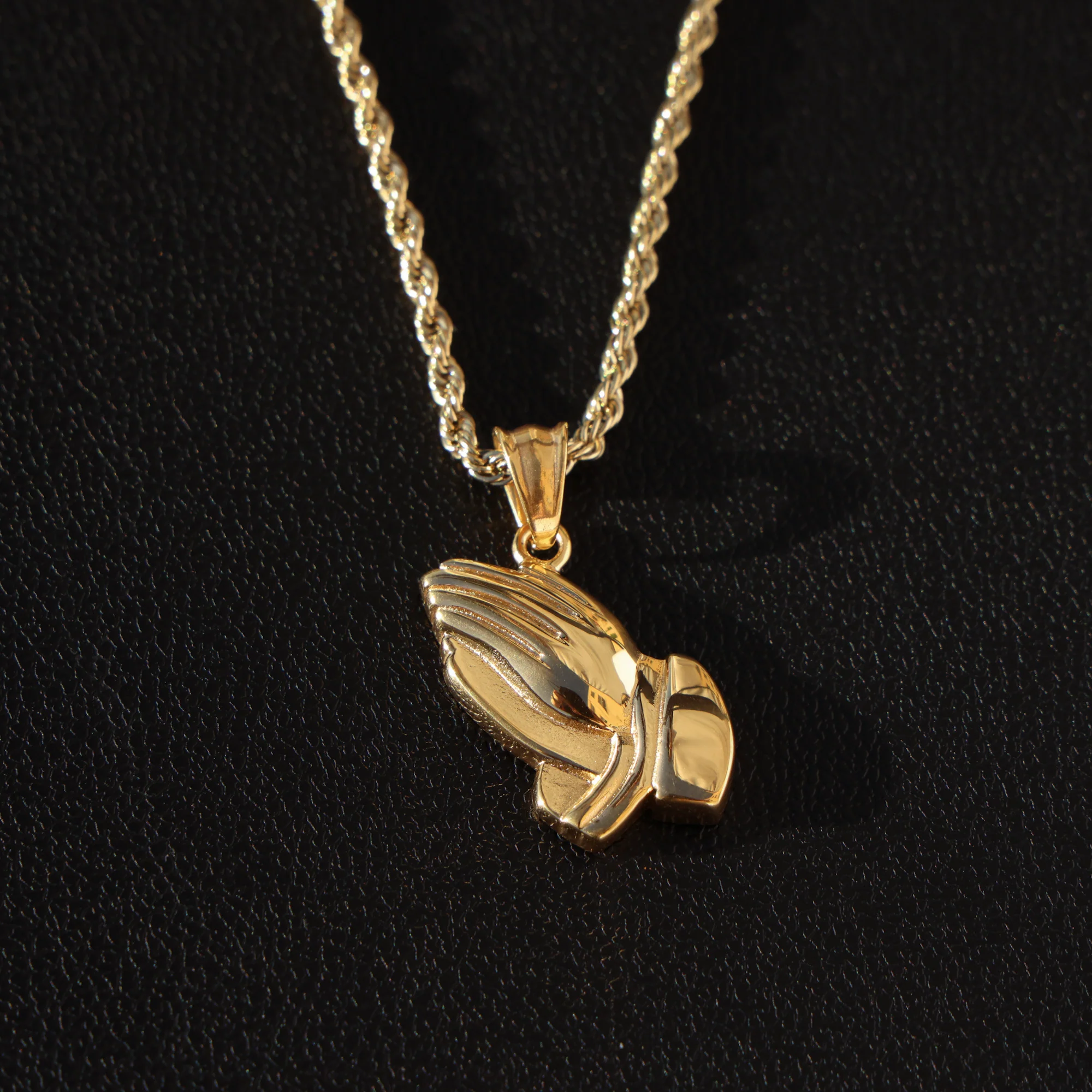 Praying Hands Pendant - Gold - Image 2