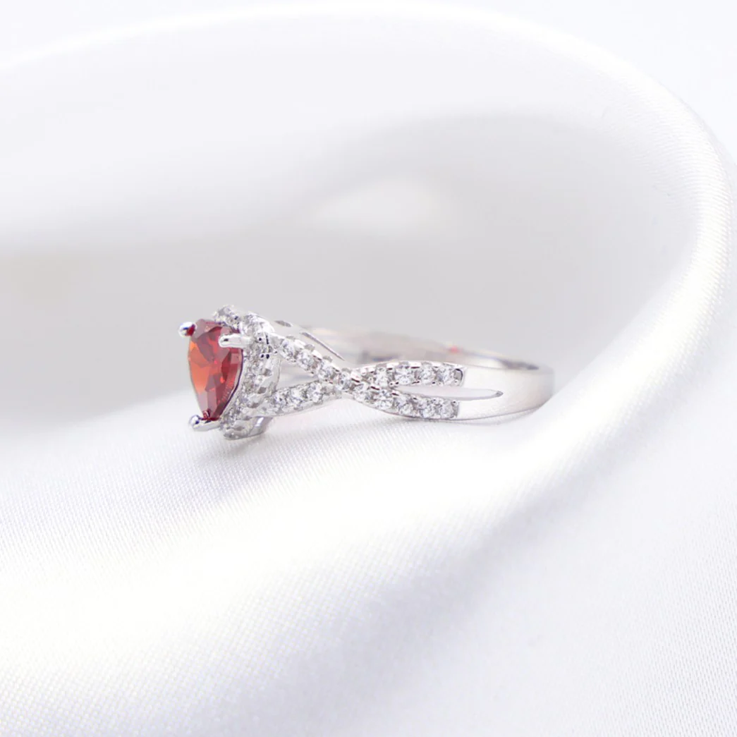 Red Heart Infinity CZ Diamond Ring - 925 Silver - Image 2