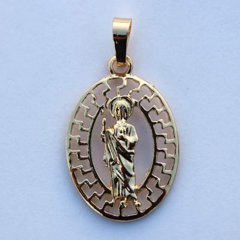 Round San Judas Necklace - Gold
