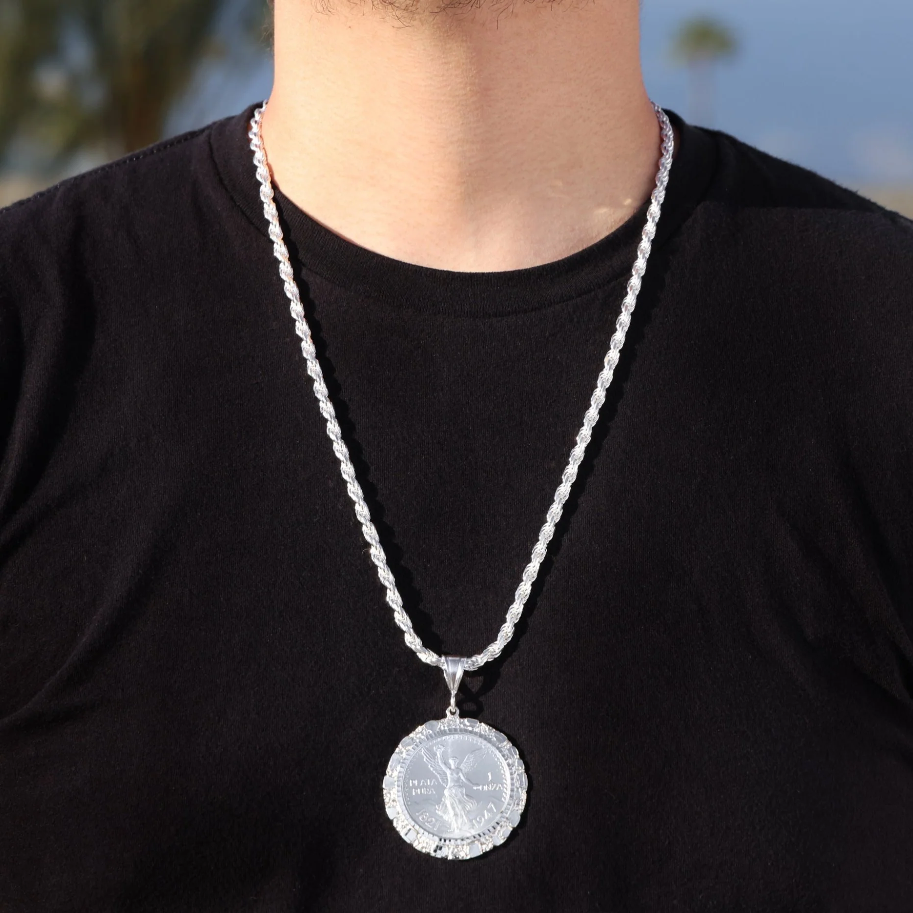 Silver Nugget Bezel Centenario Pendant - 925 Silver - Image 4