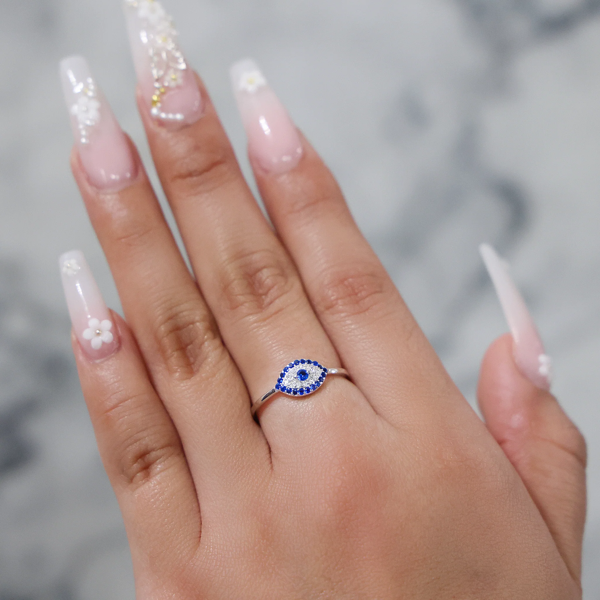 Small Evil Eye CZ Diamond Ring - 925 Silver - Image 2
