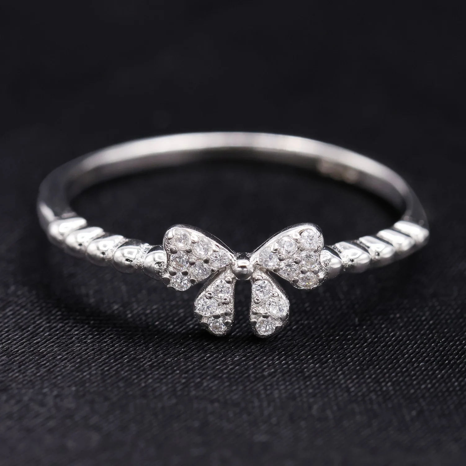 Small Iced Coquette Ring - 925 Silver