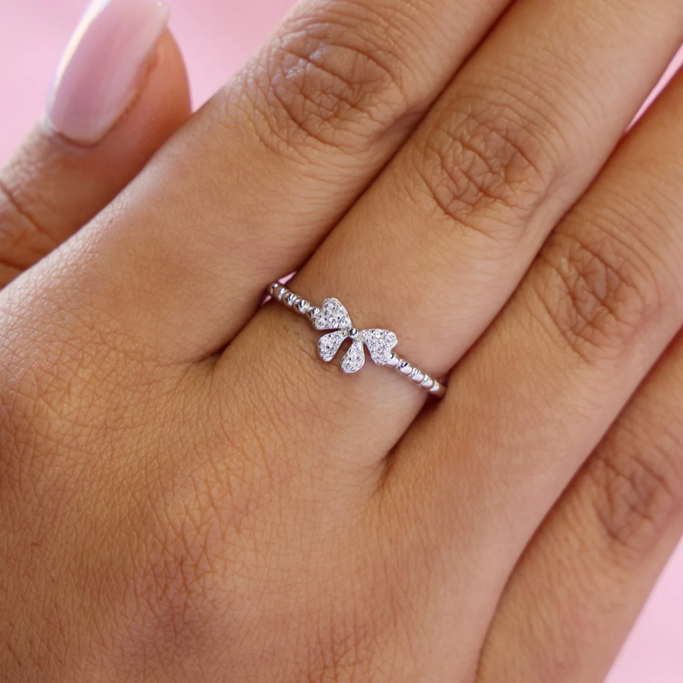 Small Iced Coquette Ring - 925 Silver - Image 2