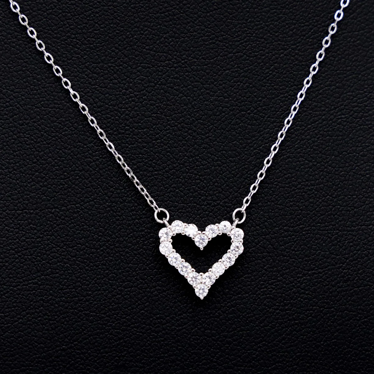 Small Iced Heart Necklace - 925 Silver