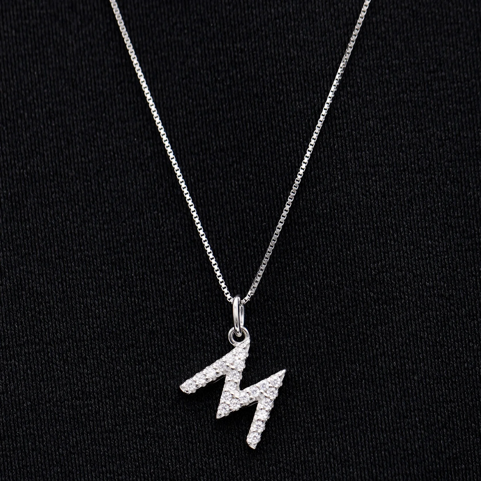 Small Iced Initial Letter Necklace - 925 Silver - Image 2