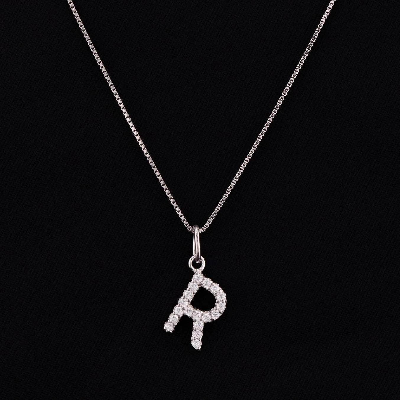 Small Iced Initial Letter Necklace - 925 Silver - Image 3