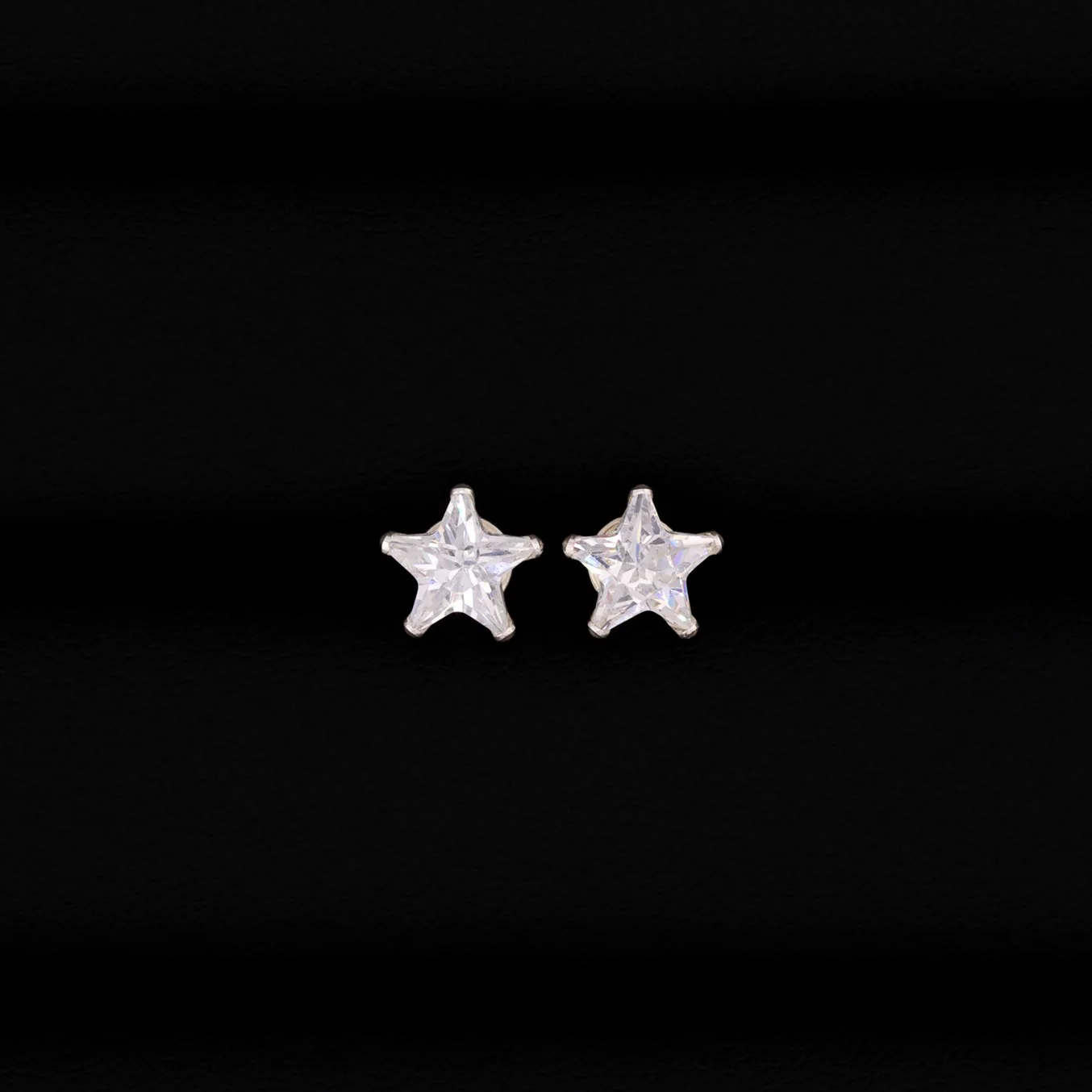 Star Cut CZ Diamond Stud Earrings - 925 Silver