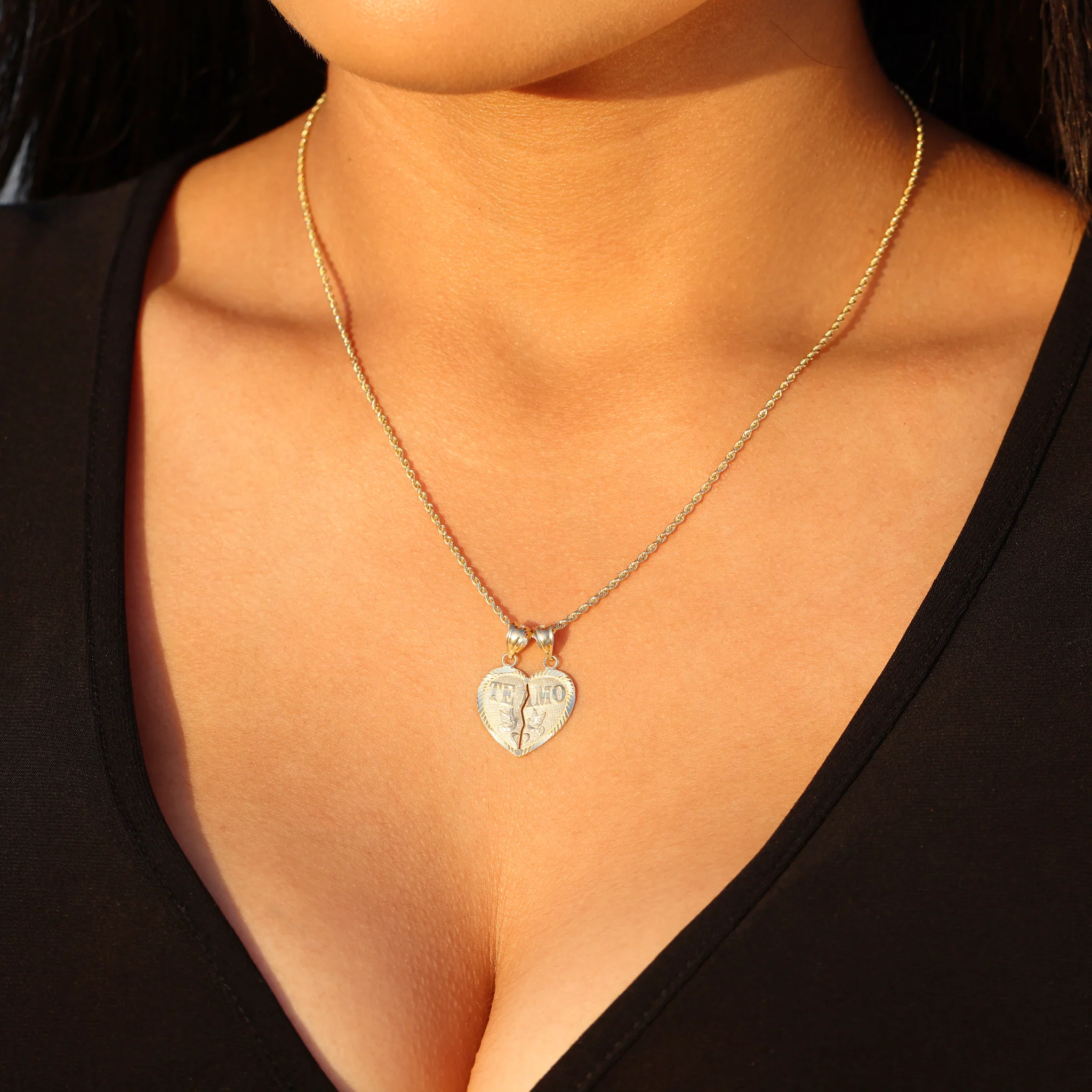 Te Amo Heart Split Pendant - 10k Gold - Image 3