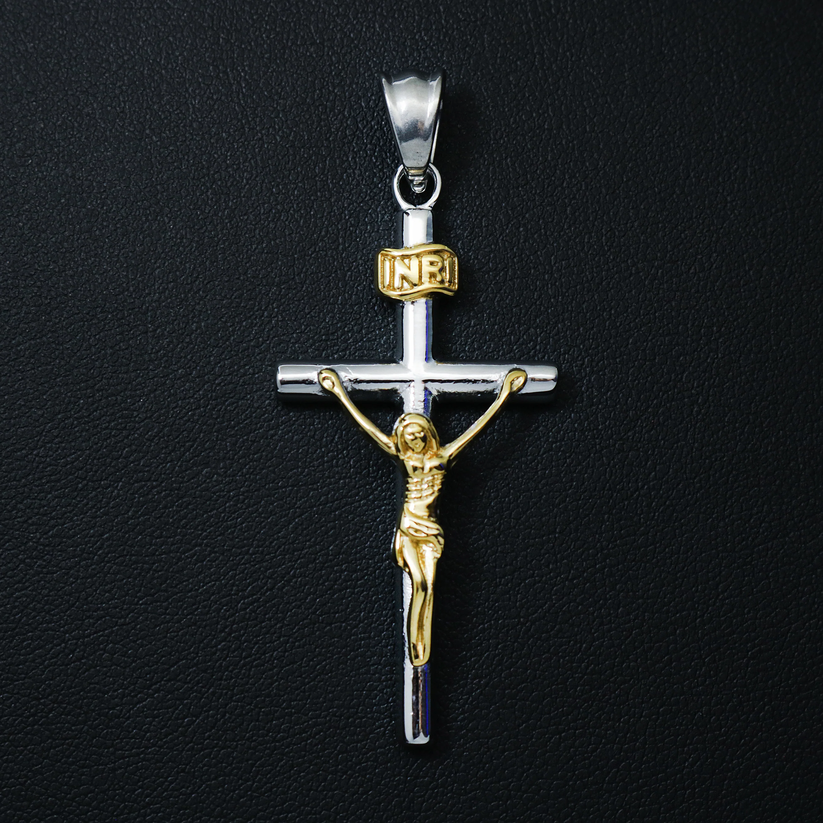 Two-Tone Crucifix Pendant - Premium 316L Stainless